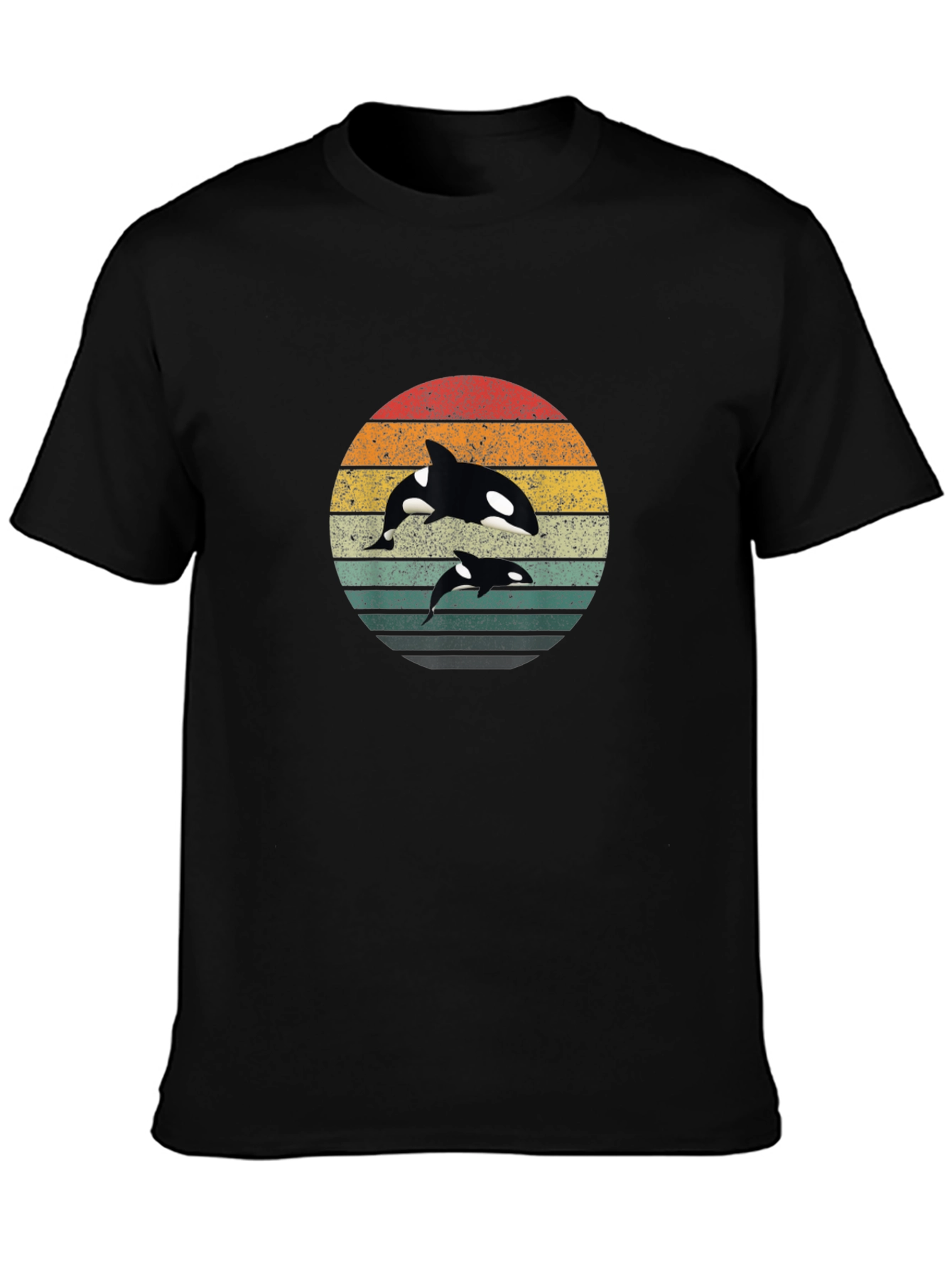 Orca Sunset Graphic Tee - Stylish Black T-Shirt