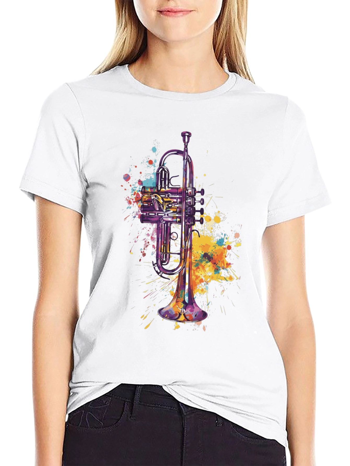 Trumpet Watercolor Graphic Tee