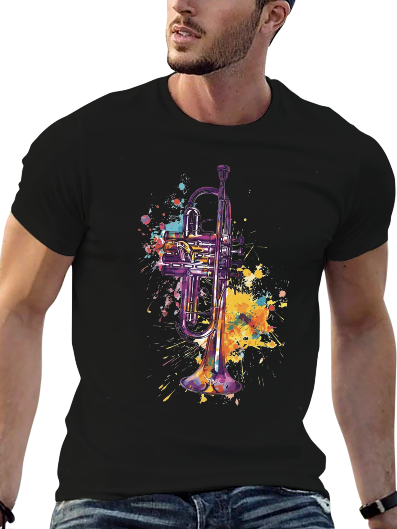 Trumpet Watercolor Graphic Tee