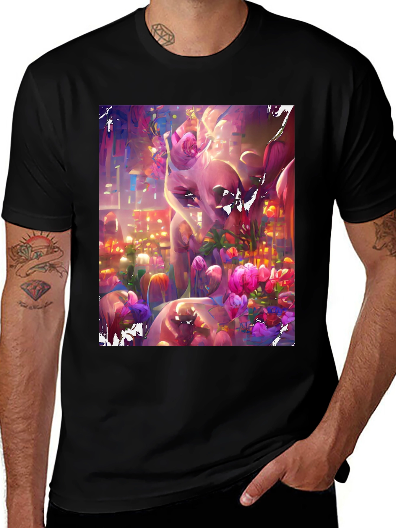 Floral Fantasy Graphic Tee - Artistic & Vibrant