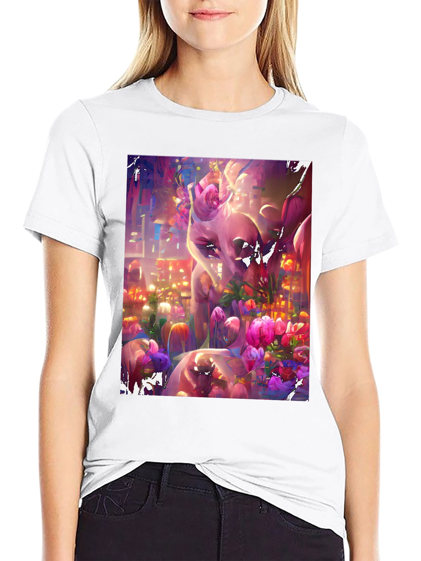 Floral Fantasy Graphic Tee - Artistic & Vibrant