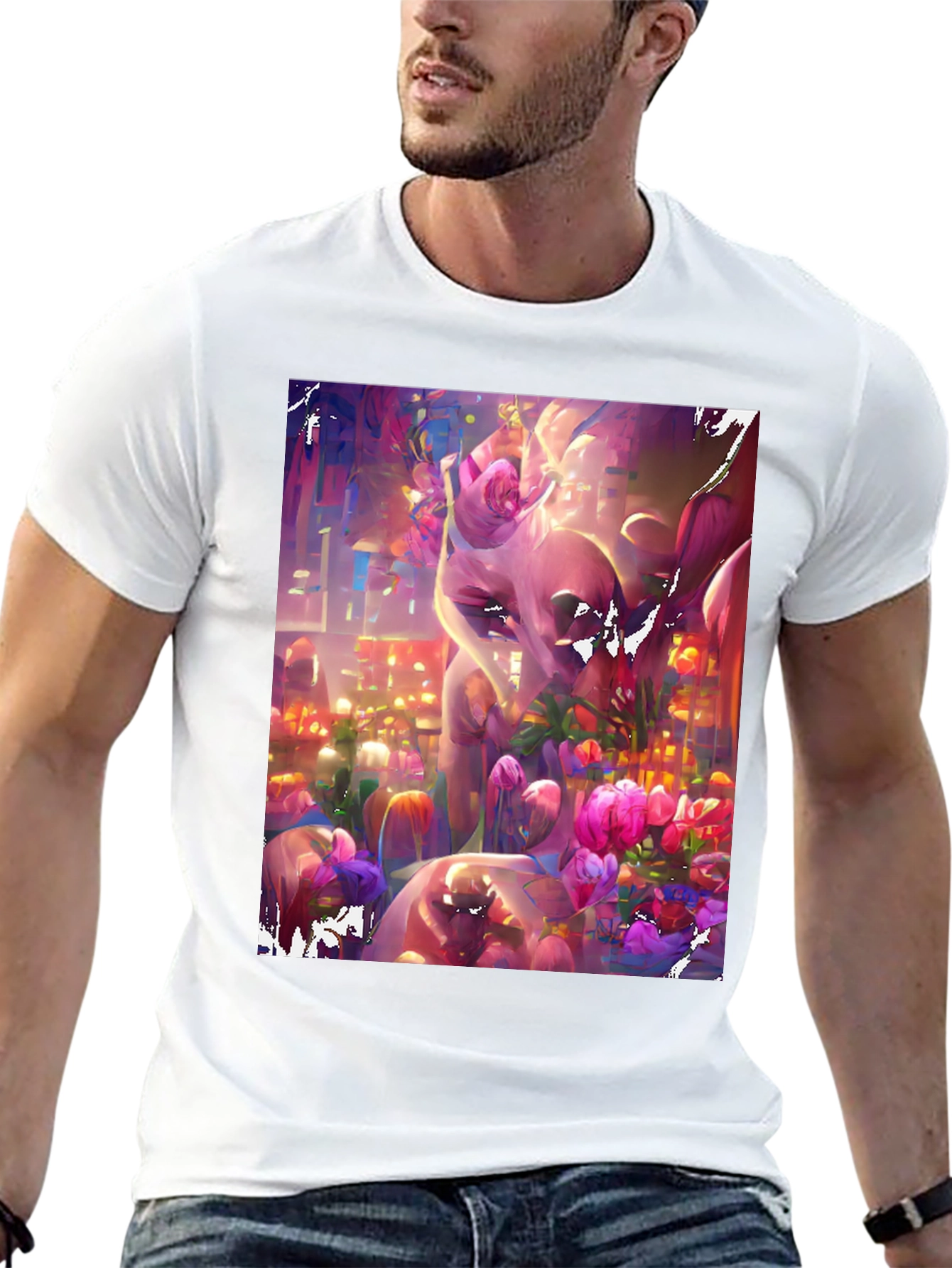 Floral Fantasy Graphic Tee - Artistic & Vibrant
