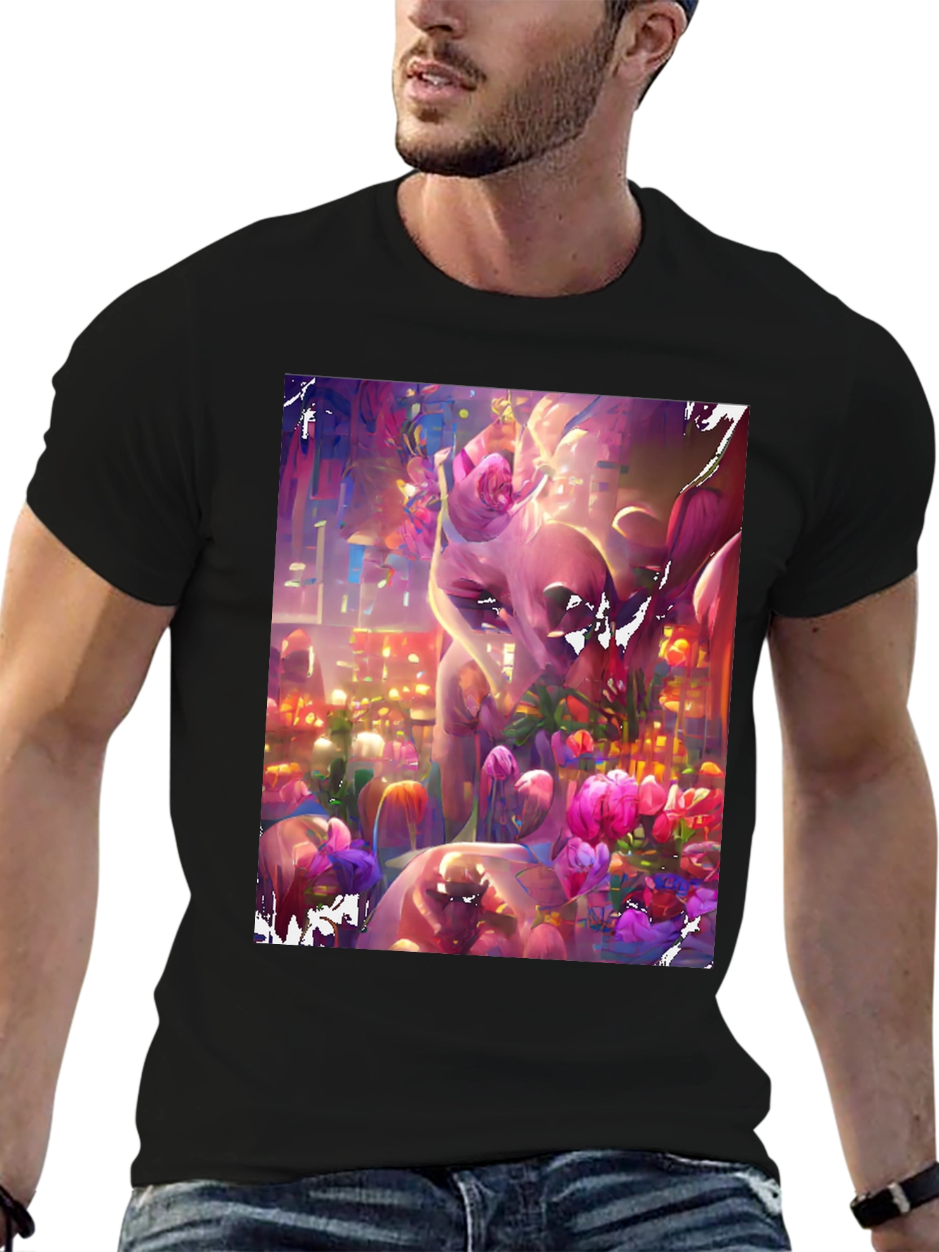 Floral Fantasy Graphic Tee - Artistic & Vibrant
