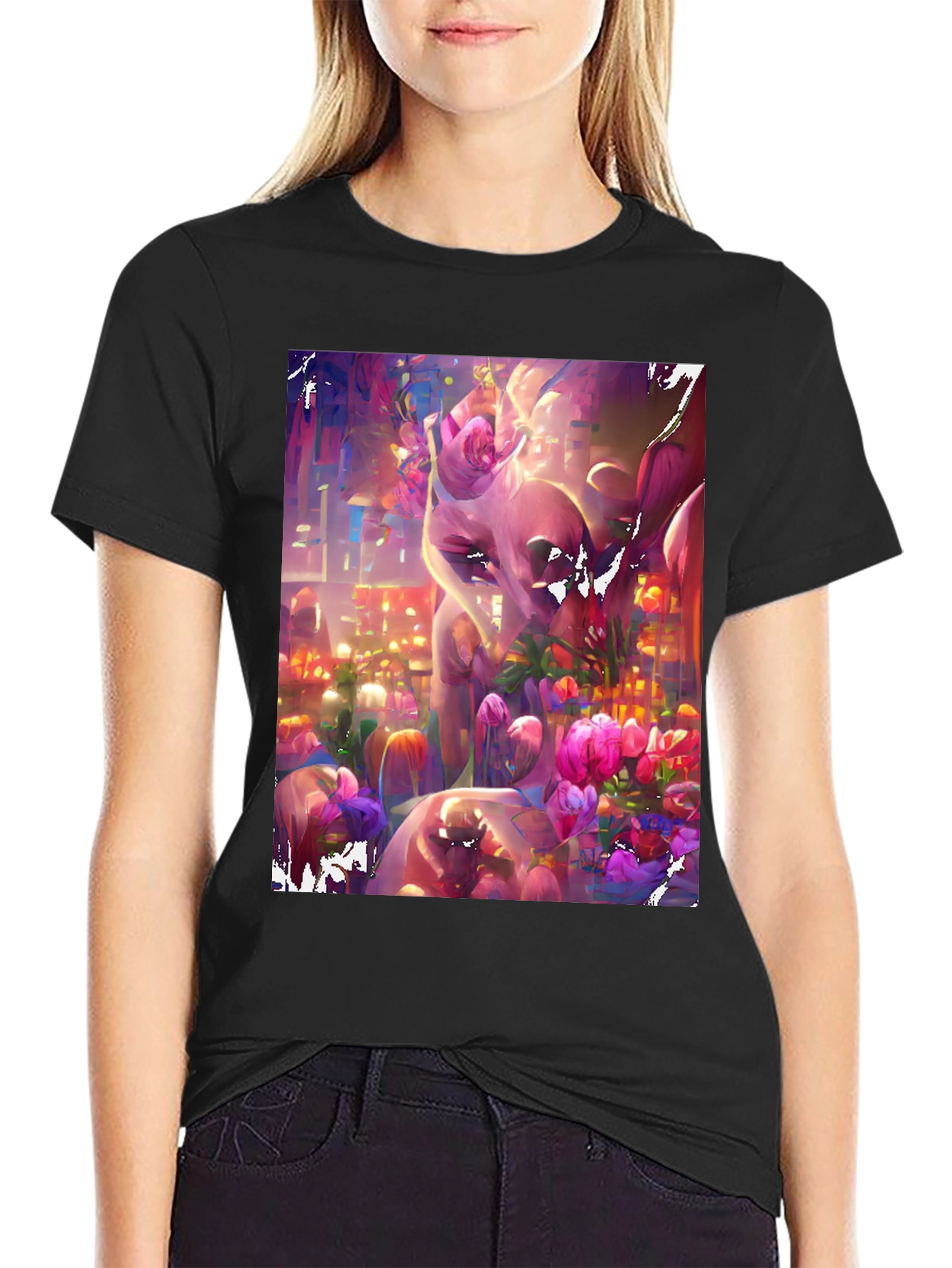 Floral Fantasy Graphic Tee - Artistic & Vibrant
