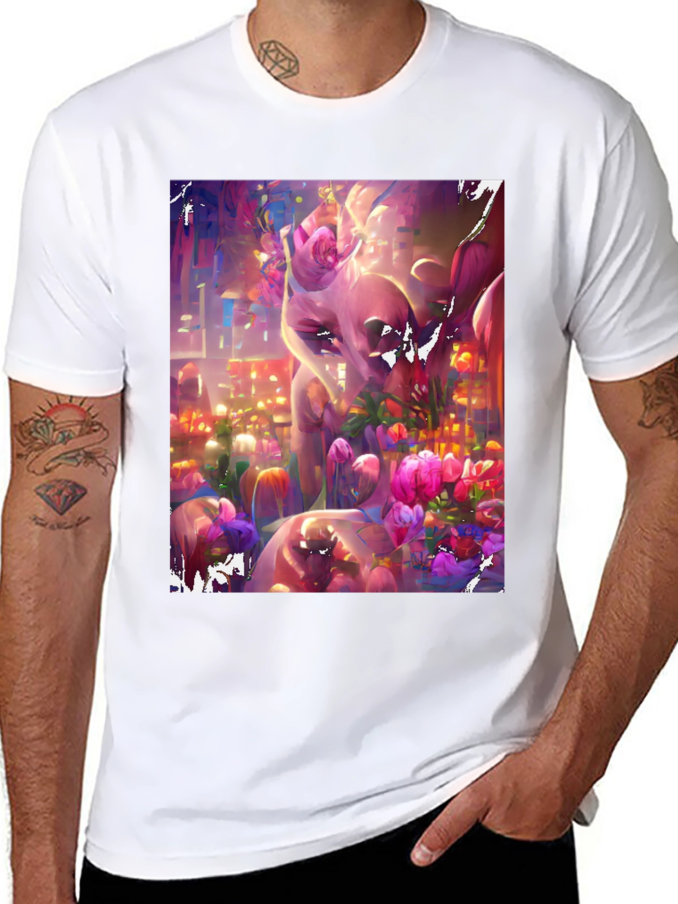 Floral Fantasy Graphic Tee - Artistic & Vibrant