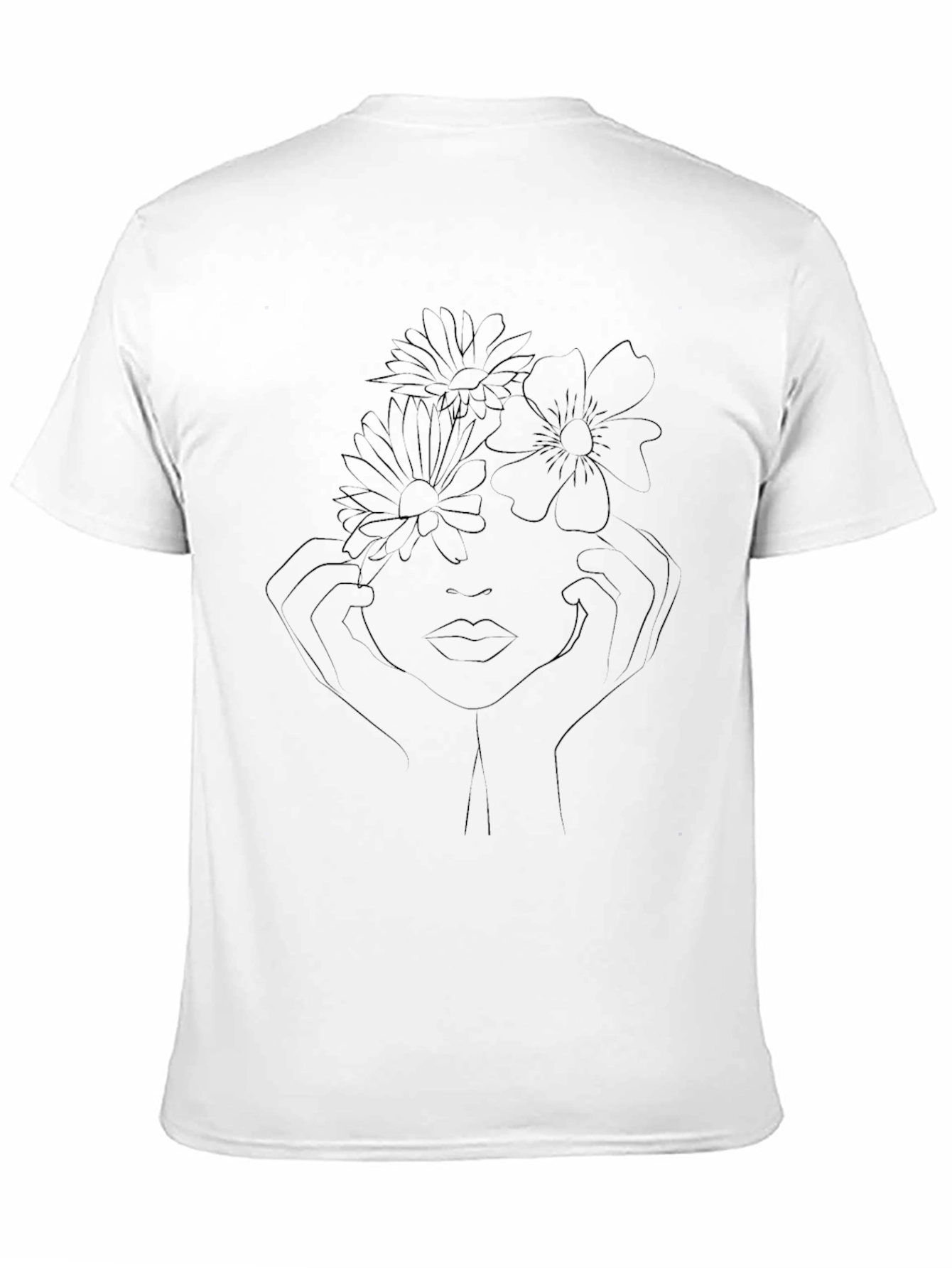 Floral Face Line Art Graphic T-Shirt