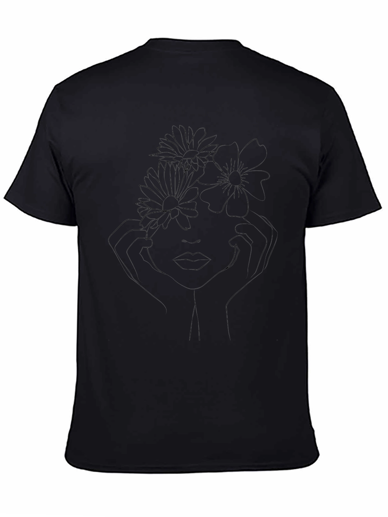 Floral Face Line Art Graphic T-Shirt