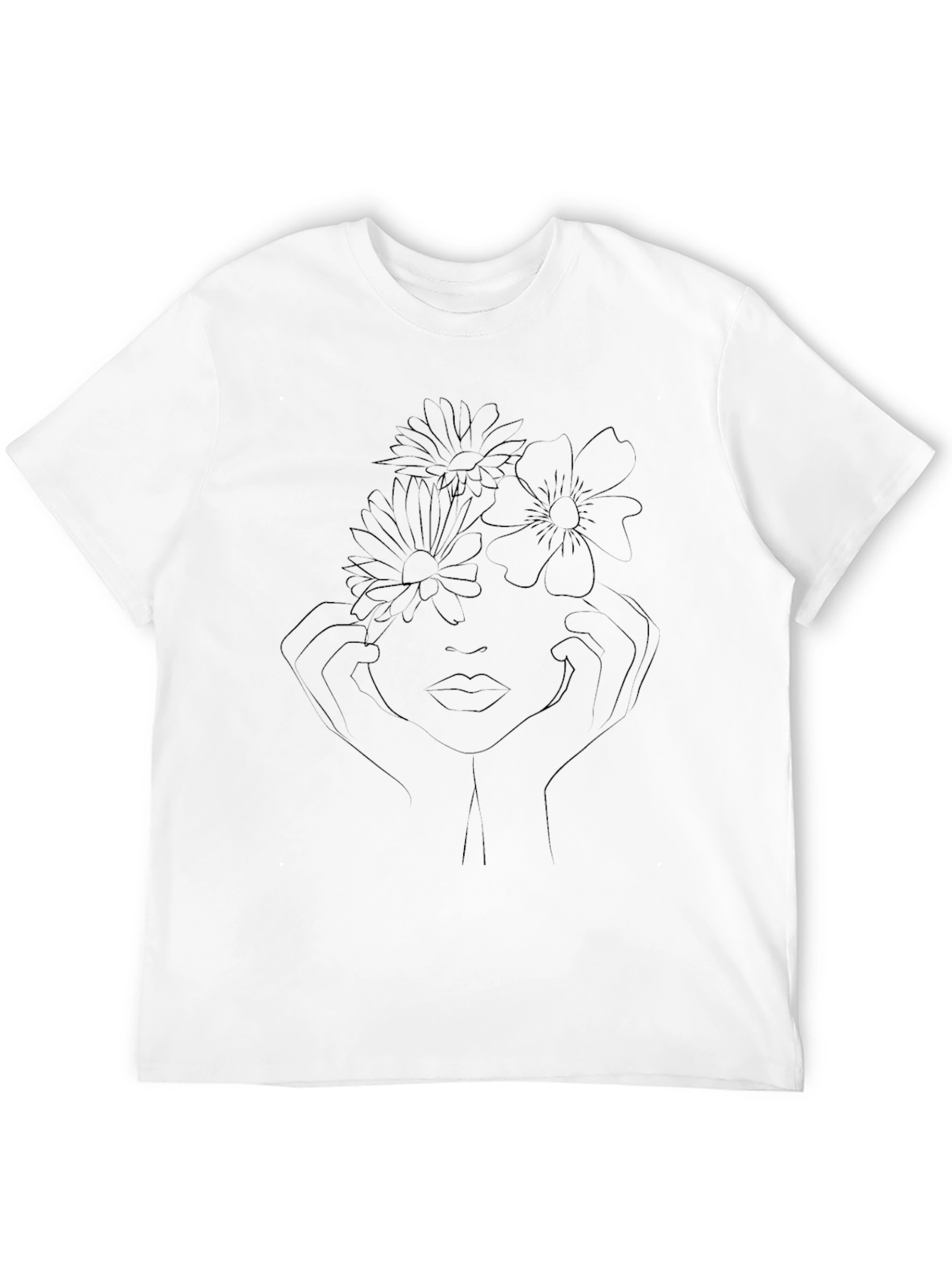 Floral Face Line Art Graphic T-Shirt