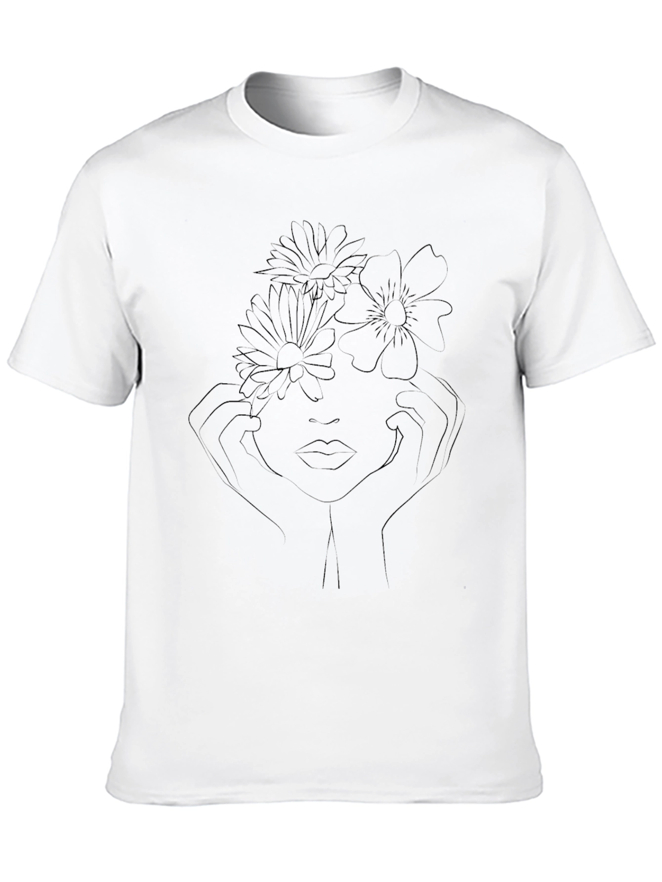 Floral Face Line Art Graphic T-Shirt