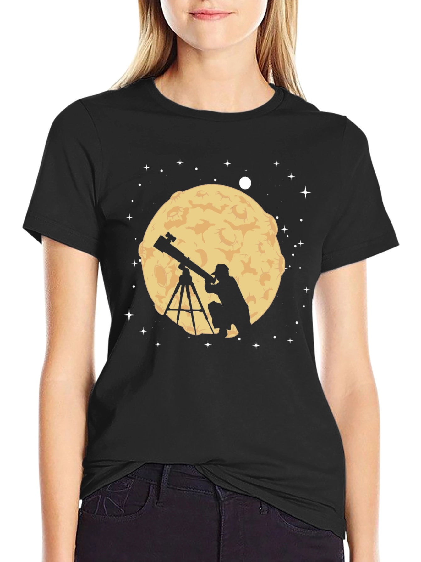 Astronomer Moon Gazing Graphic Tee