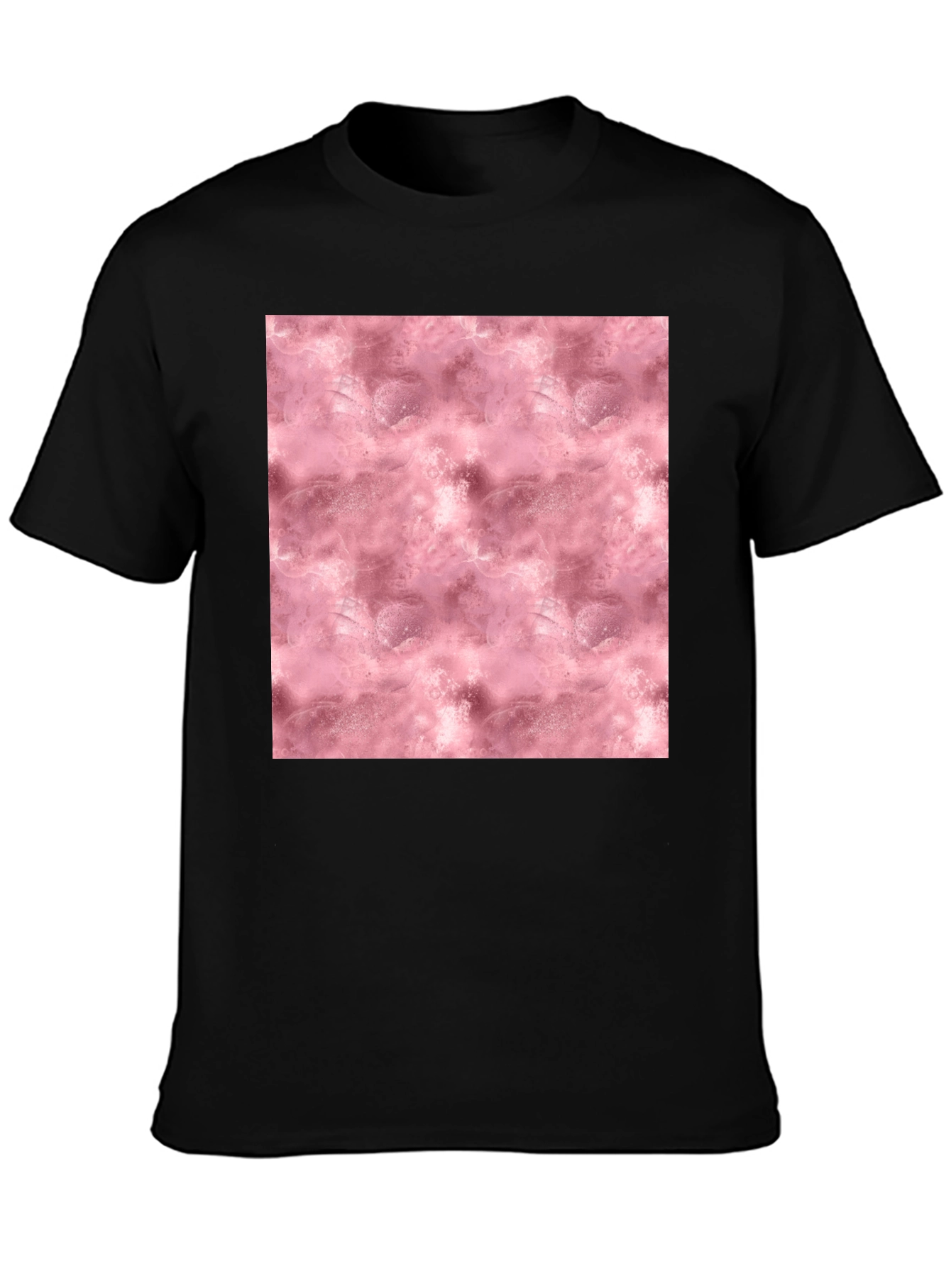 Stylish Black Tee with Abstract Pink Pattern