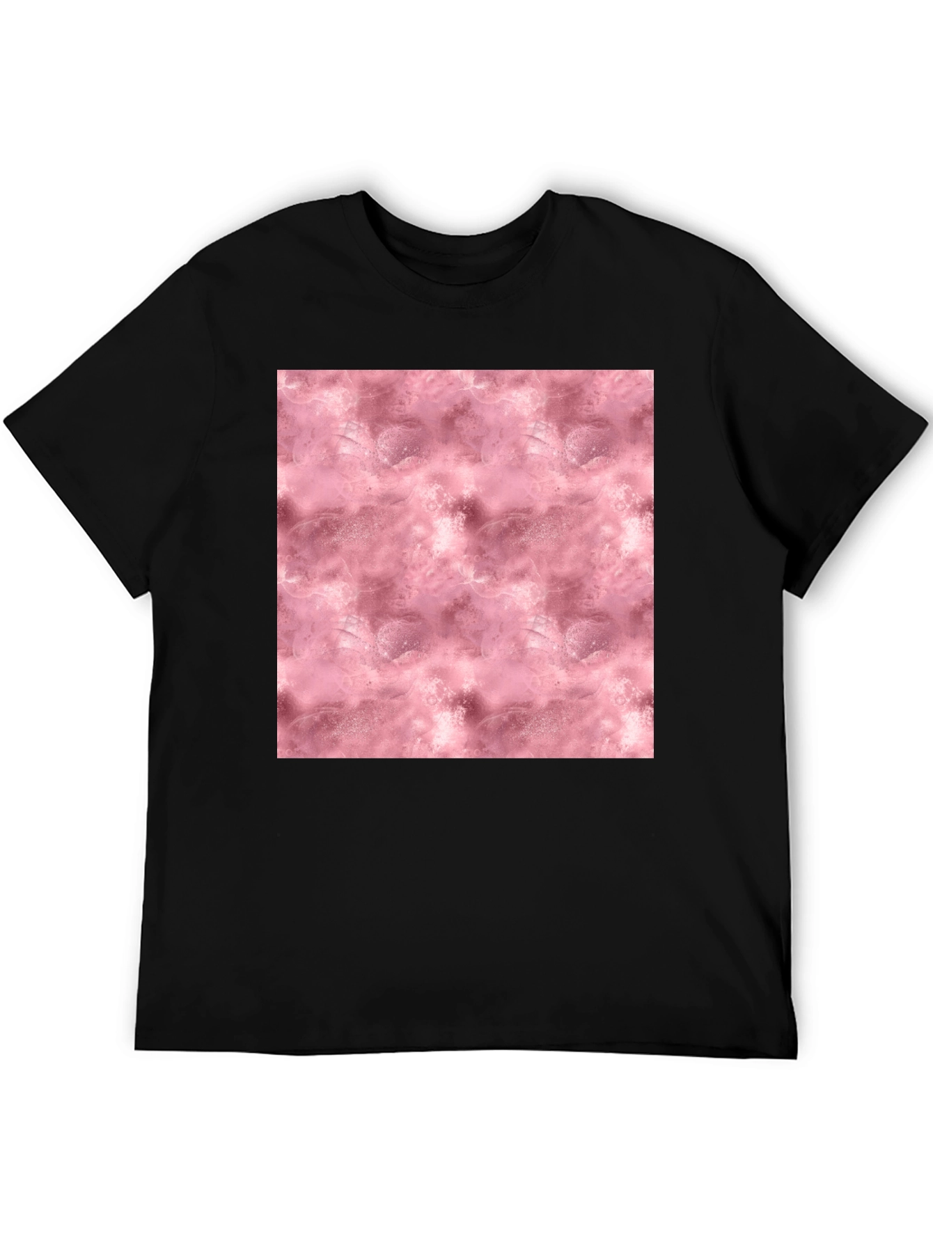 Stylish Black Tee with Abstract Pink Pattern