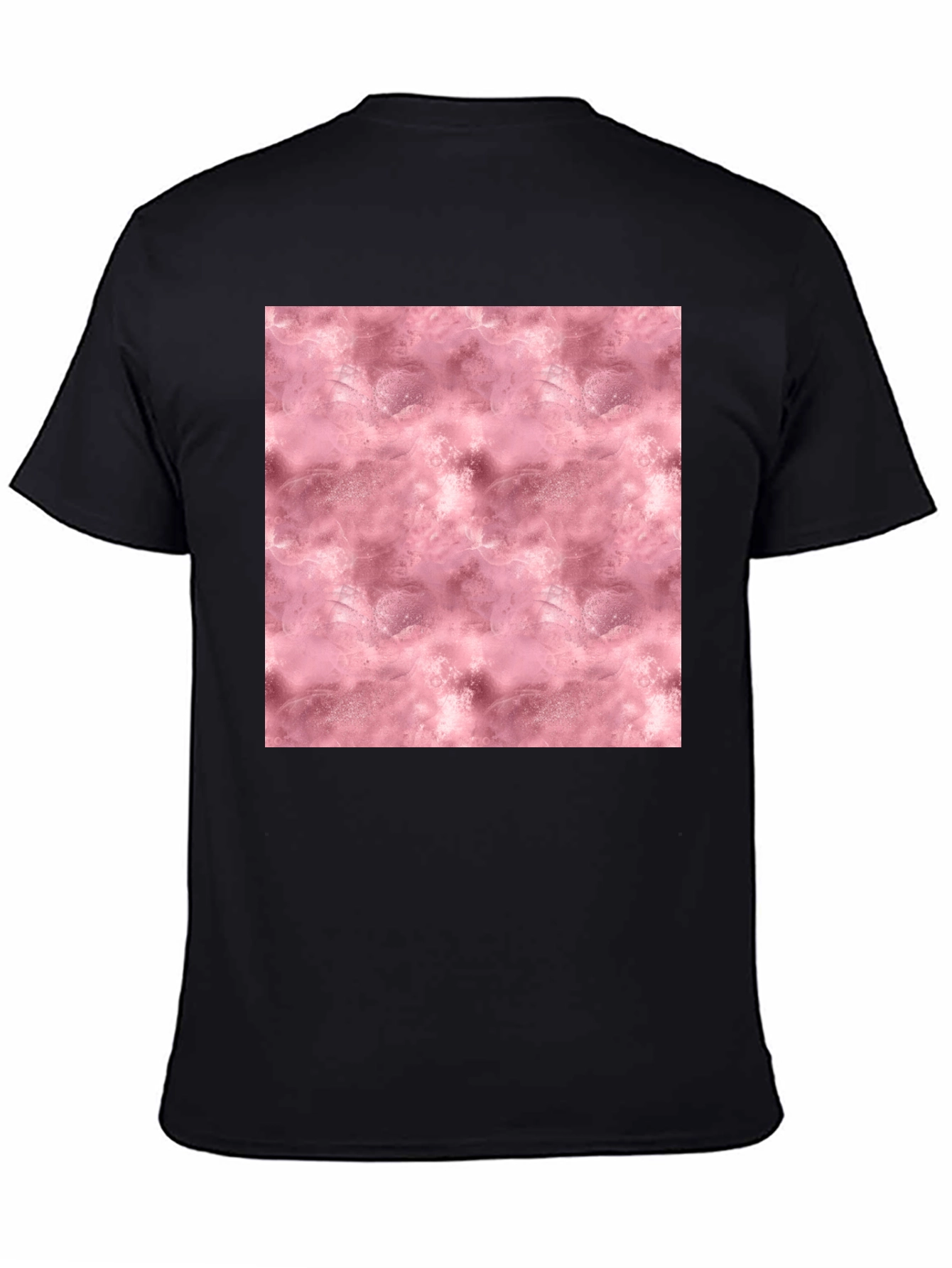 Stylish Black Tee with Abstract Pink Pattern