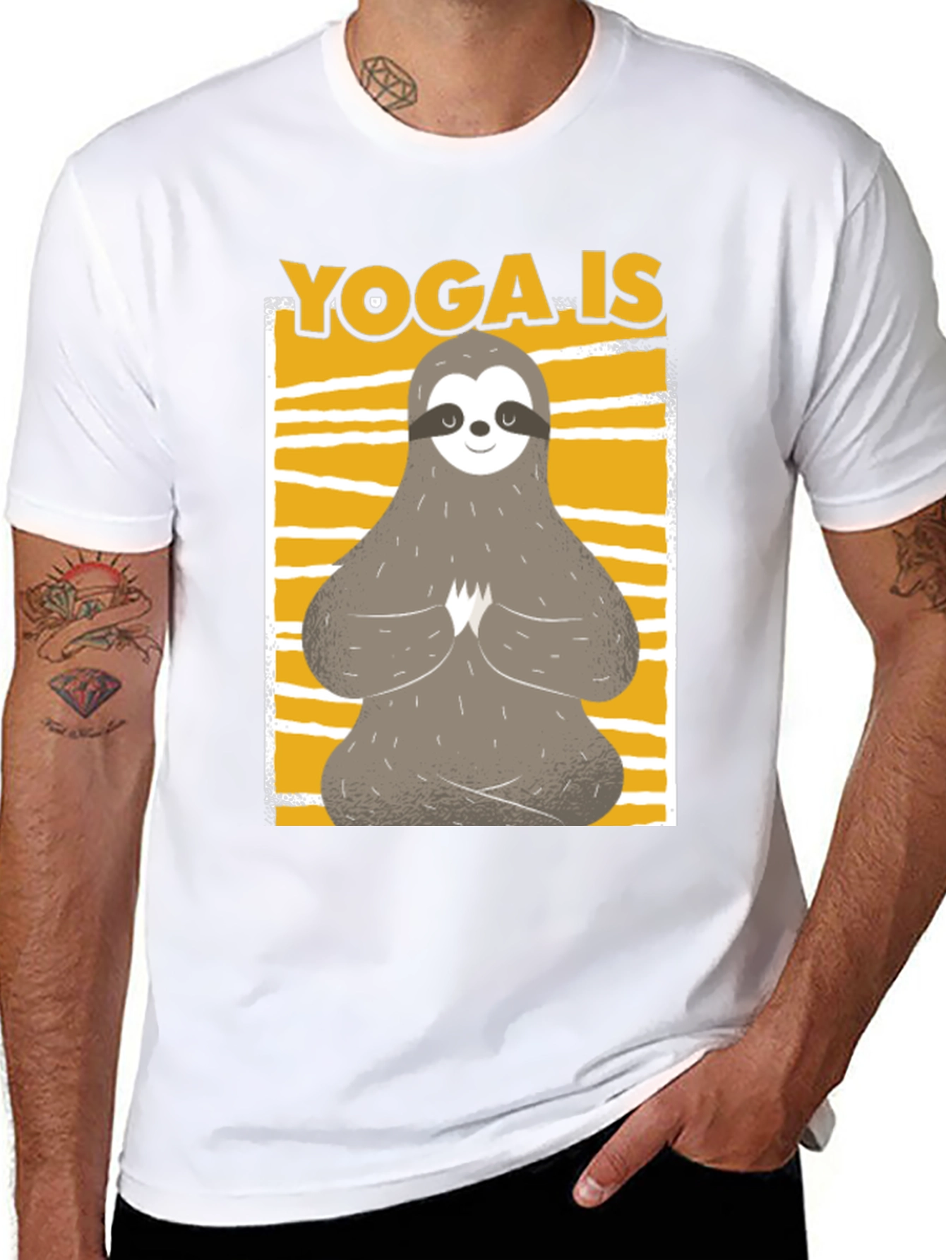Yoga Sloth Graphic Tee - Relaxed Fit Black T-Shirt