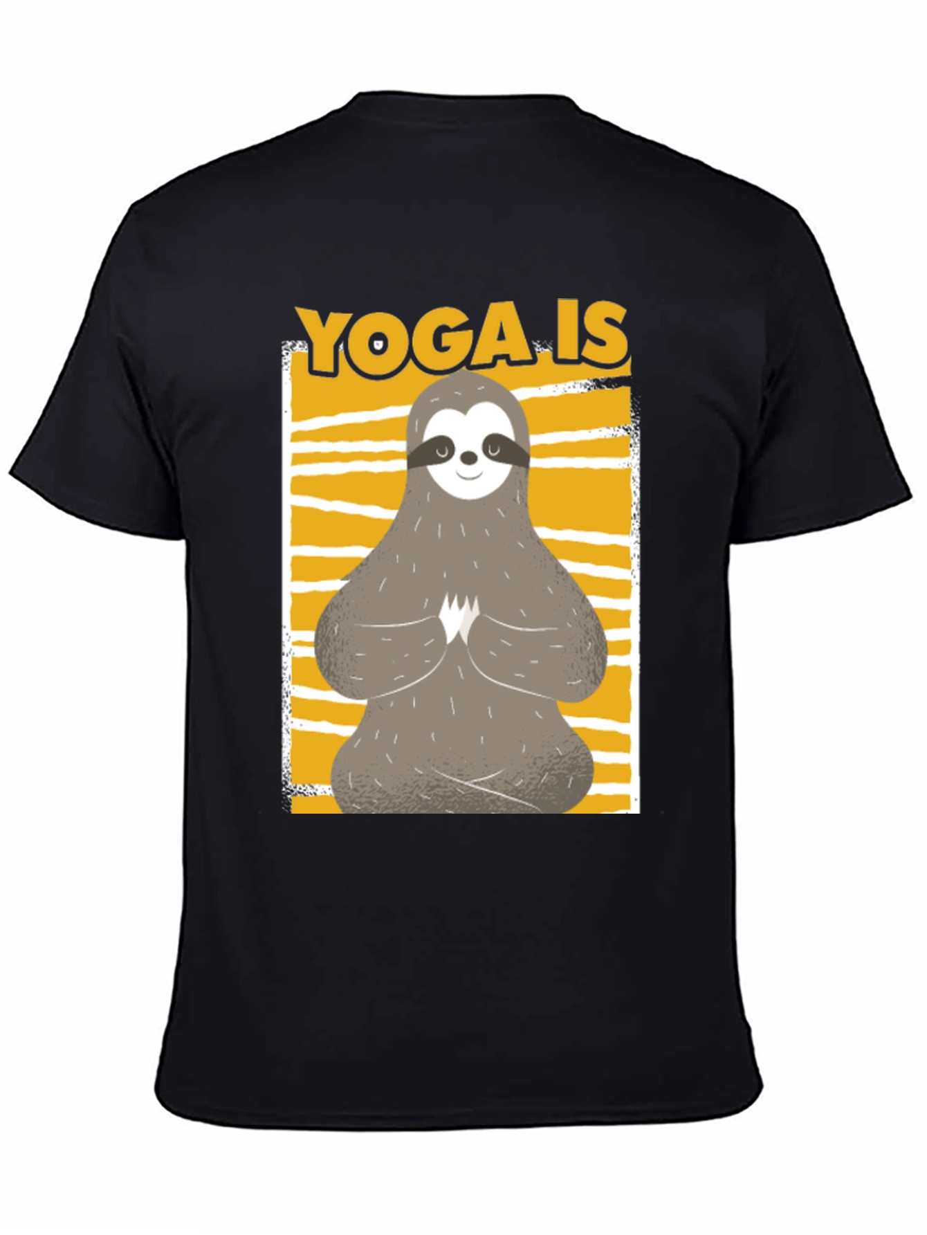 Yoga Sloth Graphic Tee - Relaxed Fit Black T-Shirt