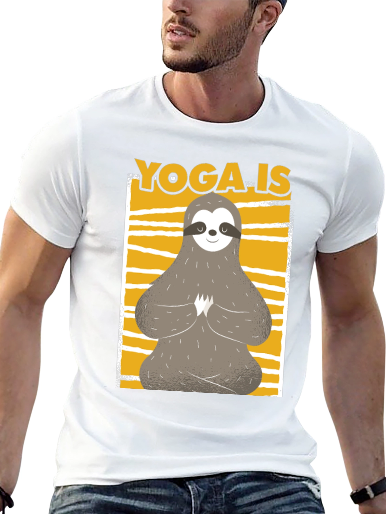 Yoga Sloth Graphic Tee - Relaxed Fit Black T-Shirt
