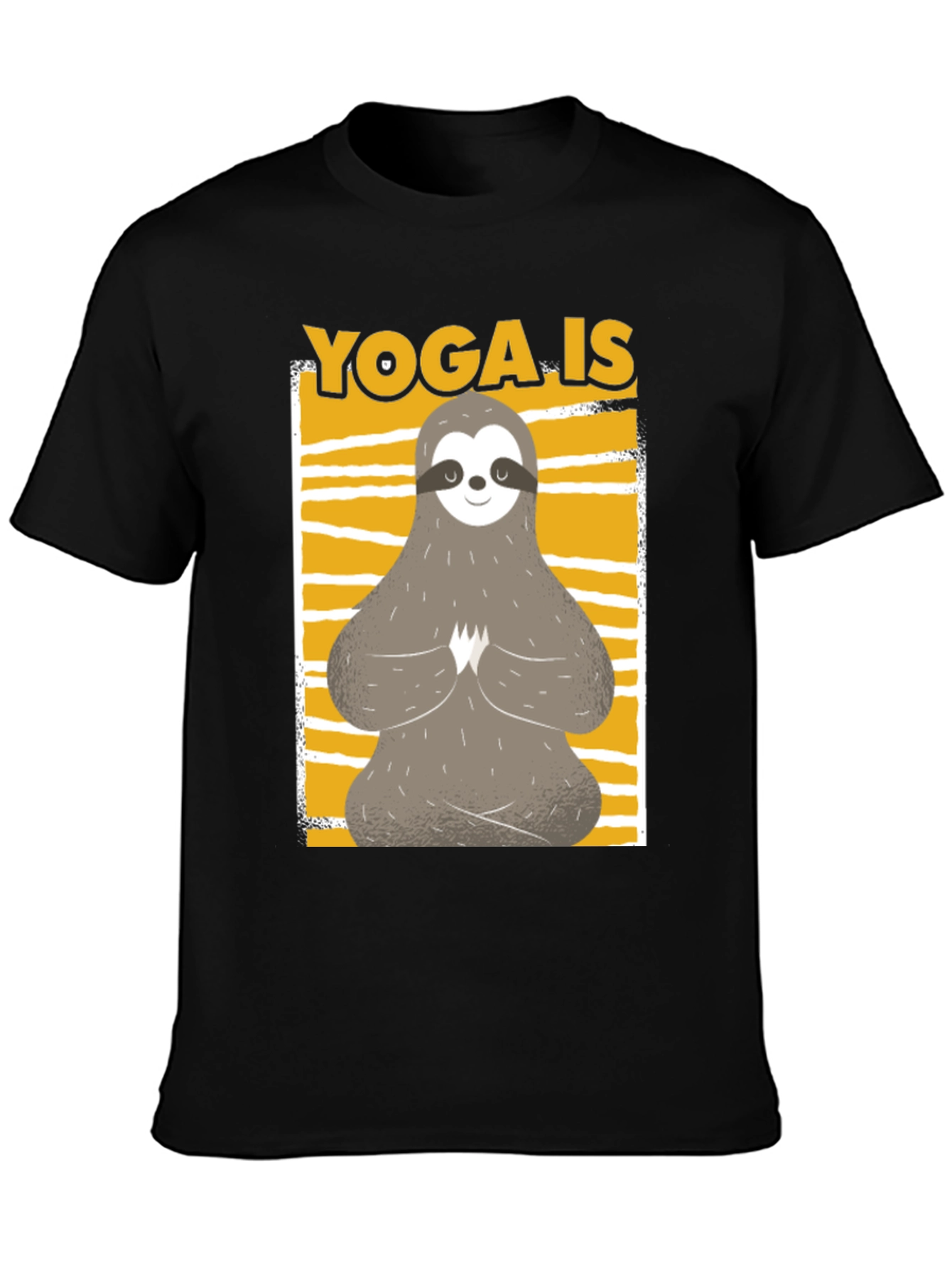 Yoga Sloth Graphic Tee - Relaxed Fit Black T-Shirt