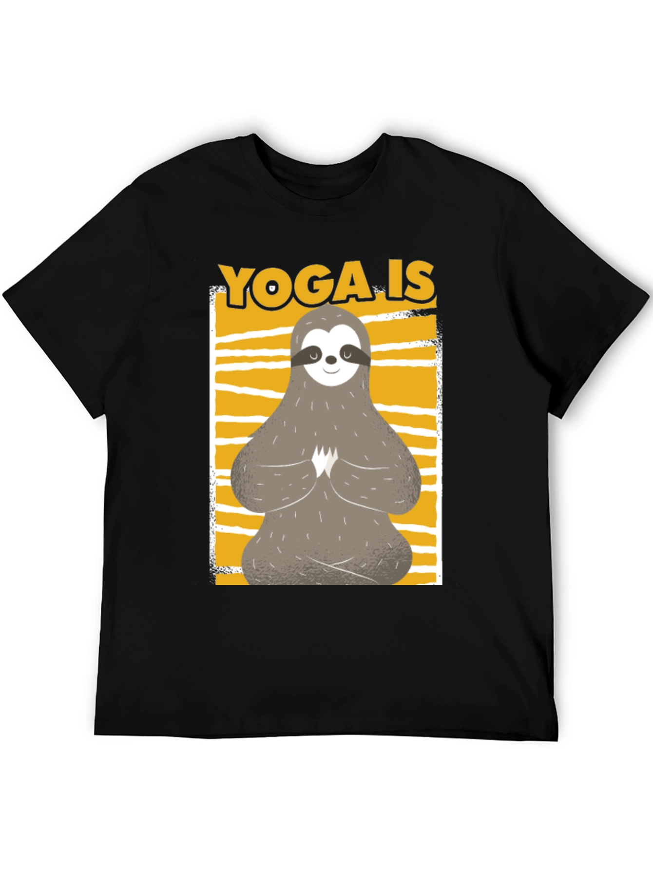 Yoga Sloth Graphic Tee - Relaxed Fit Black T-Shirt