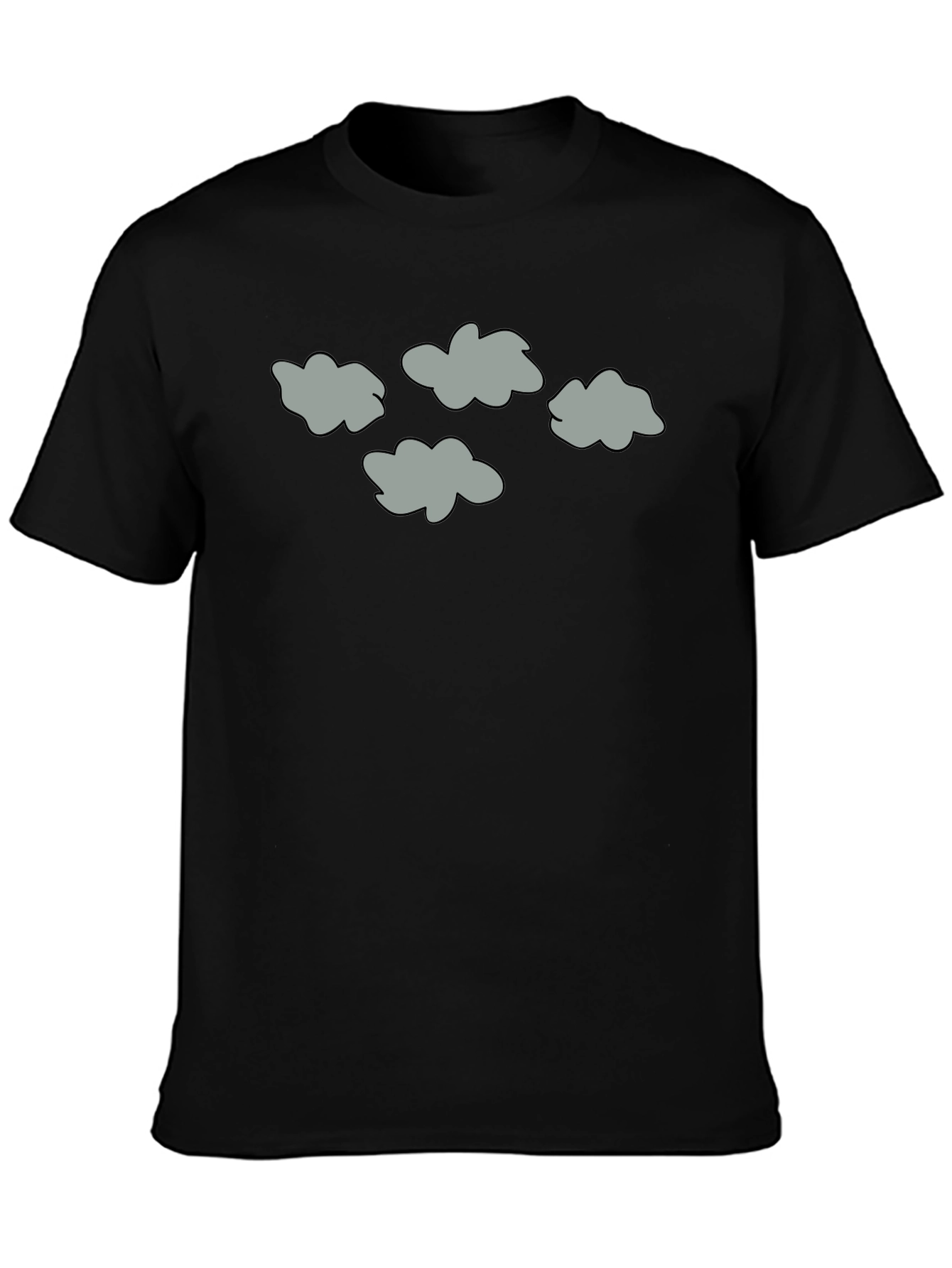 Cloud T-Shirt Grey Clouds on Black