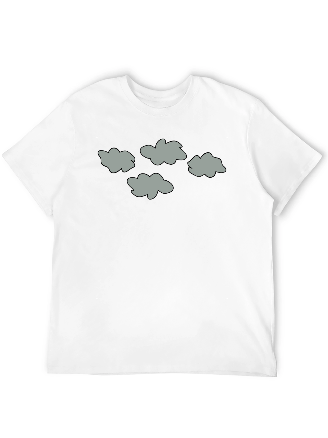 Cloud T-Shirt Grey Clouds on Black
