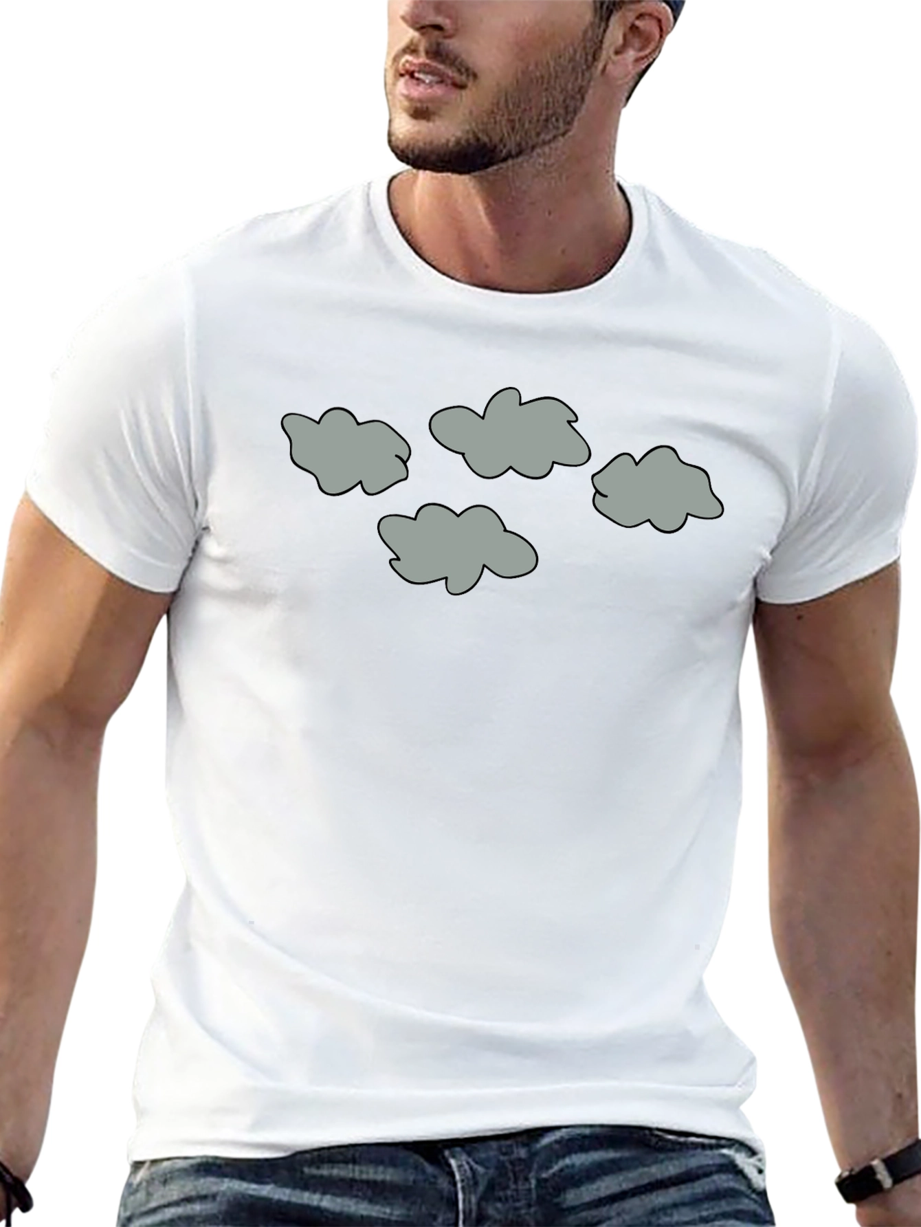 Cloud T-Shirt Grey Clouds on Black