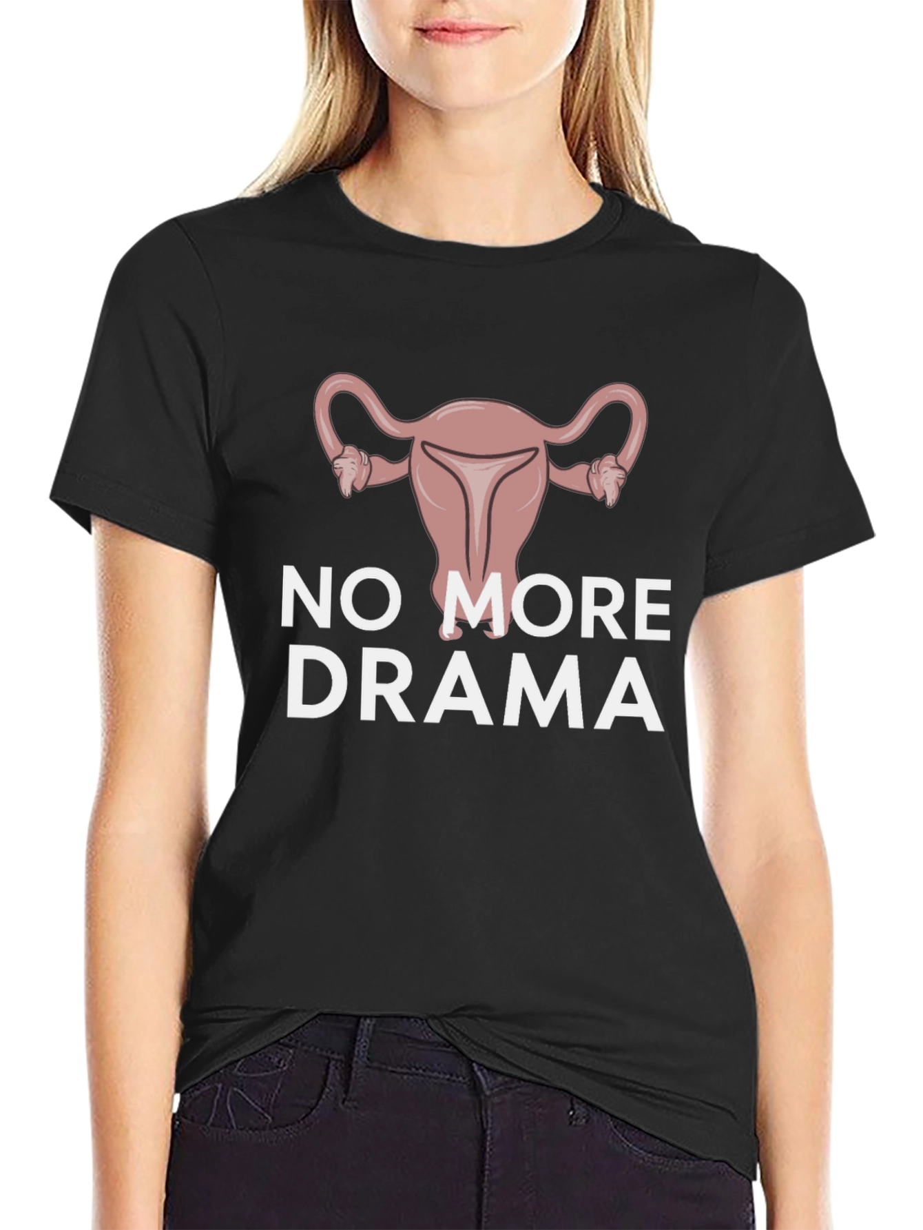 No More Drama Uterus Graphic Tee - Black
