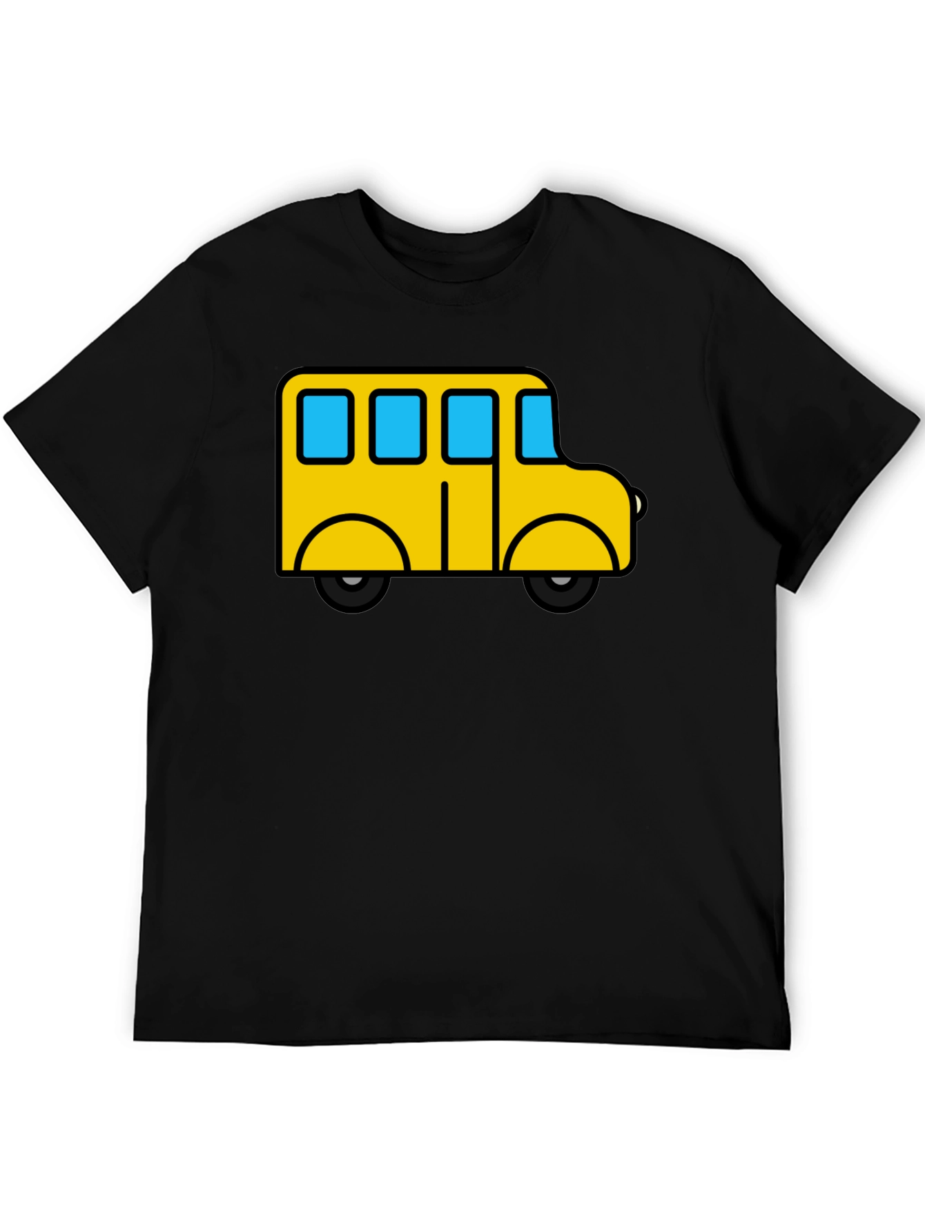 Cartoon Bus Graphic Tee - Black