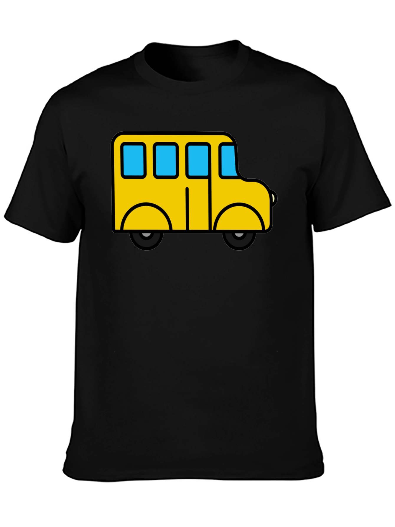 Cartoon Bus Graphic Tee - Black