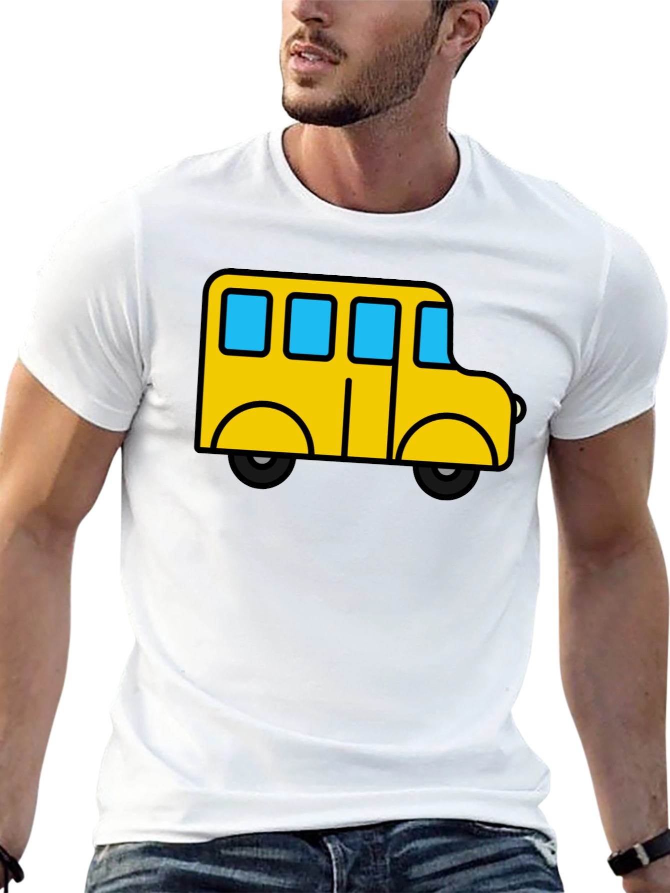 Cartoon Bus Graphic Tee - Black