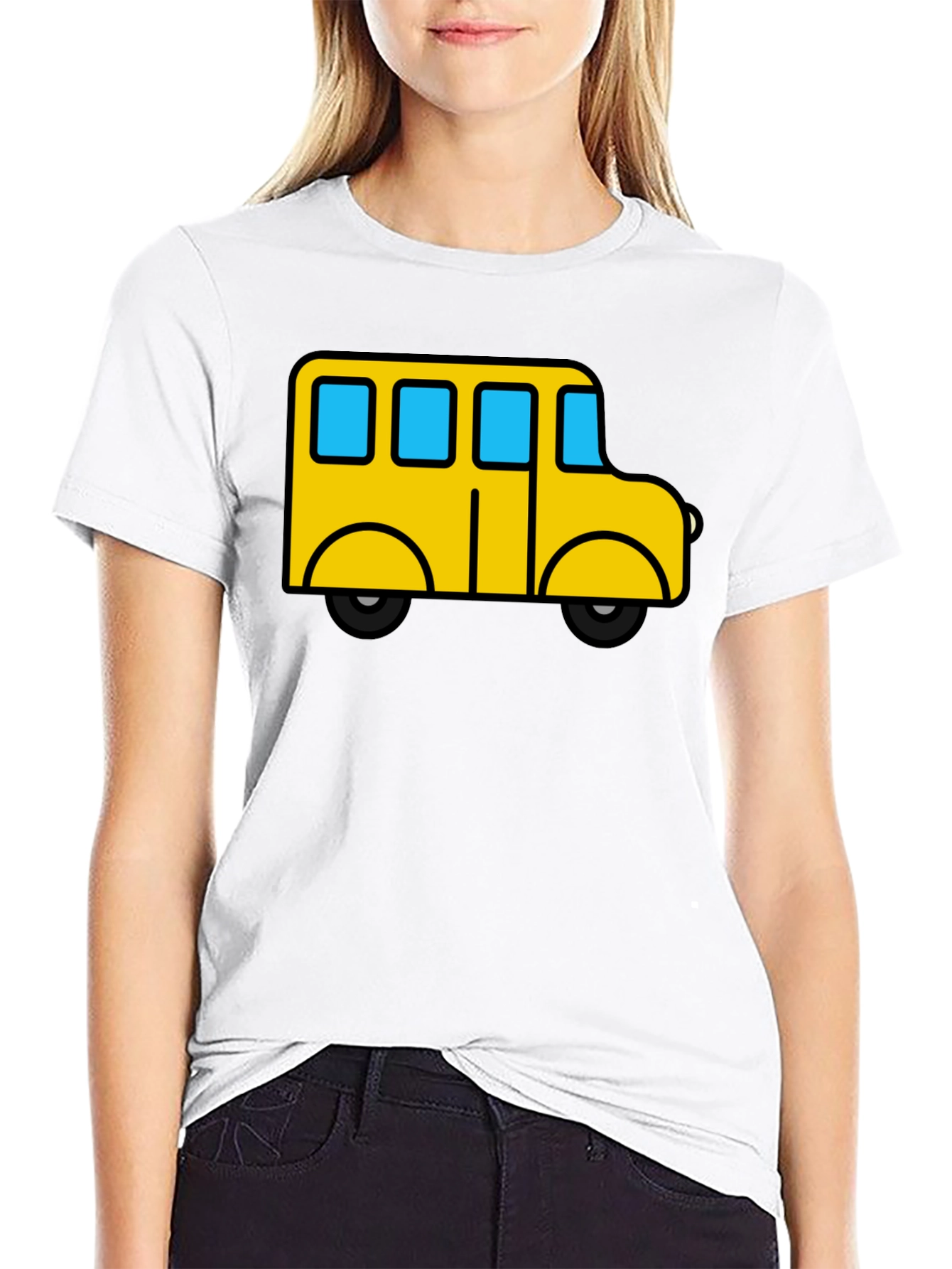 Cartoon Bus Graphic Tee - Black