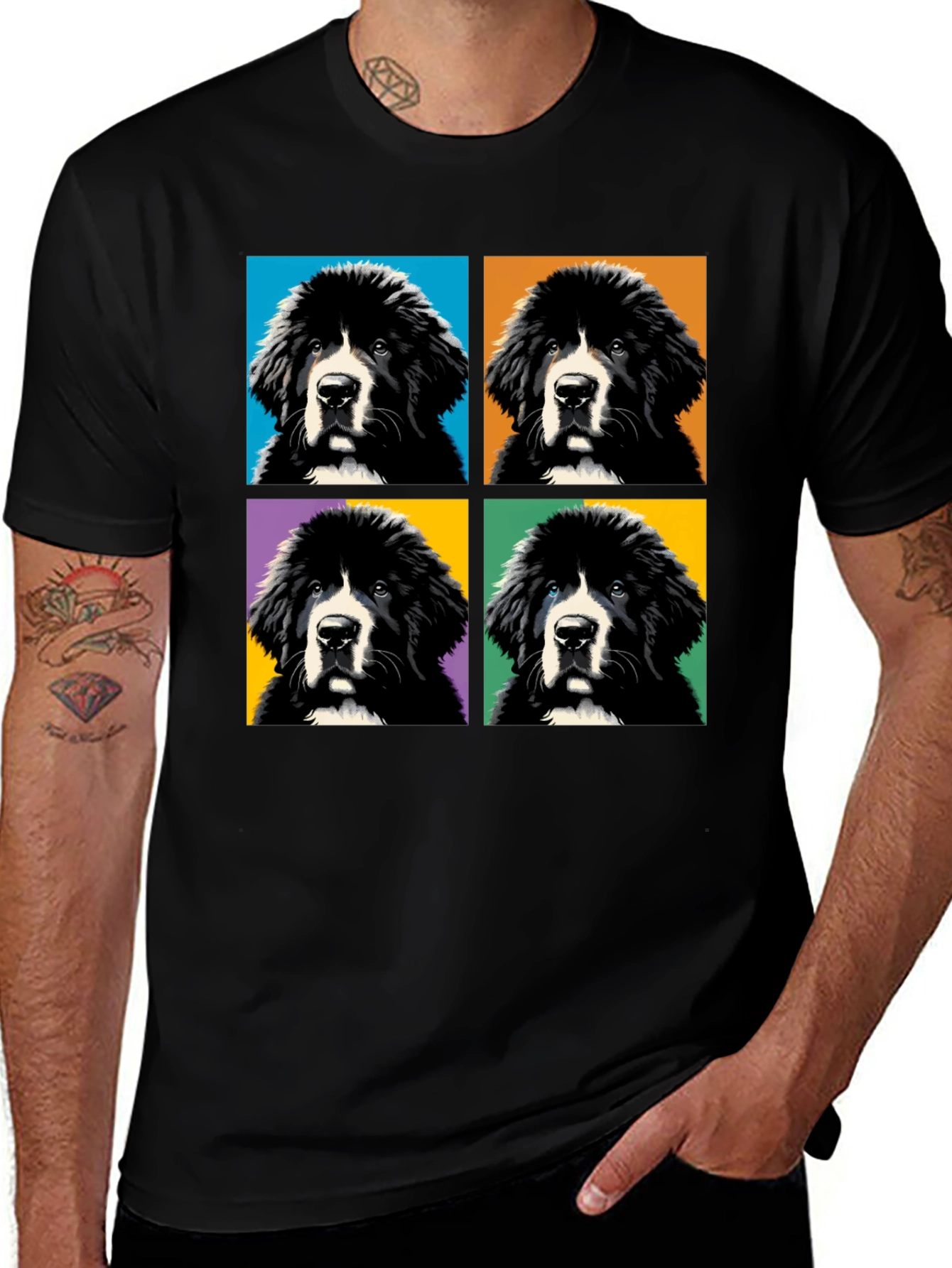 Pop Art Newfoundland Dog T-Shirt