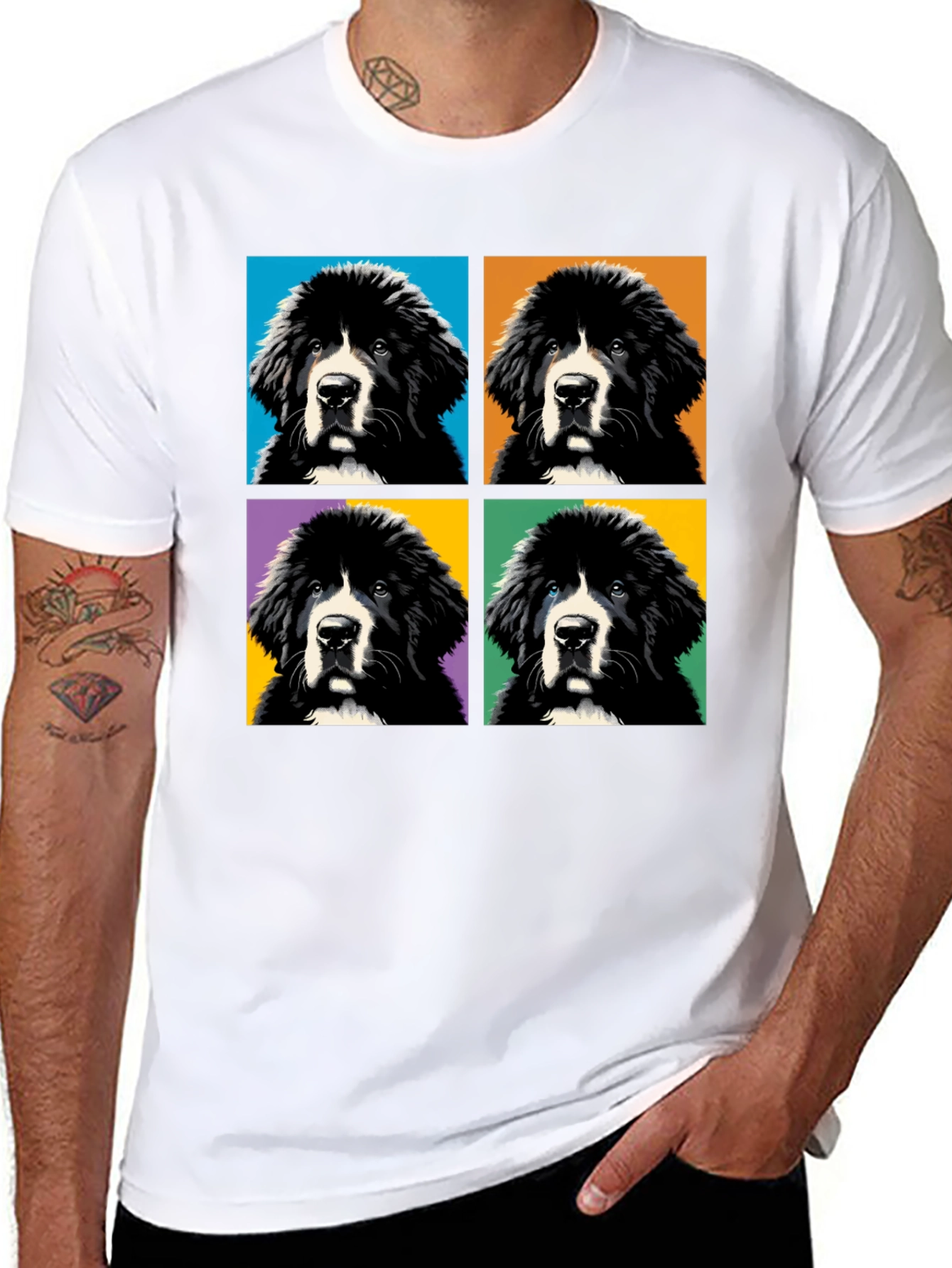 Pop Art Newfoundland Dog T-Shirt