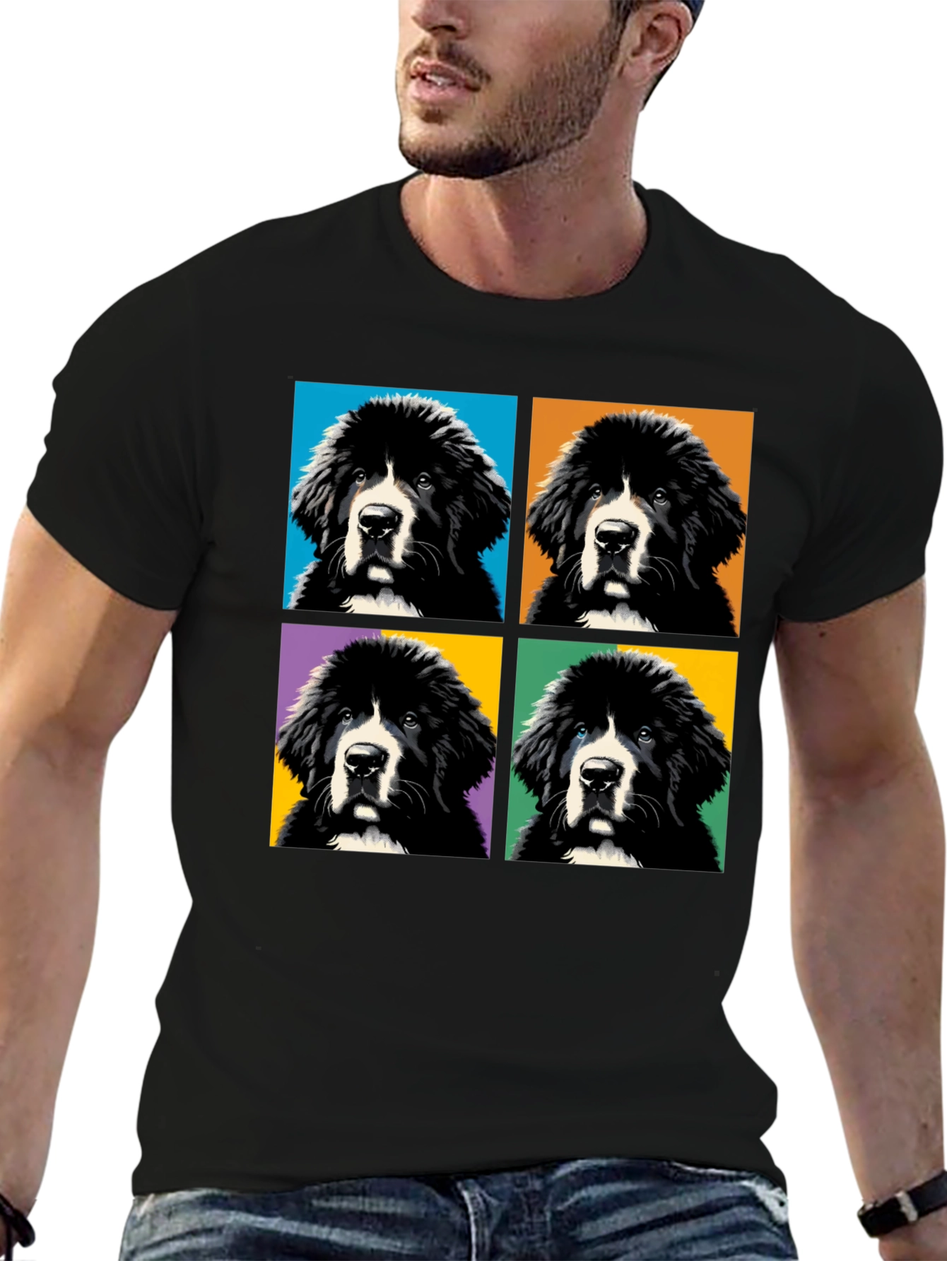 Pop Art Newfoundland Dog T-Shirt