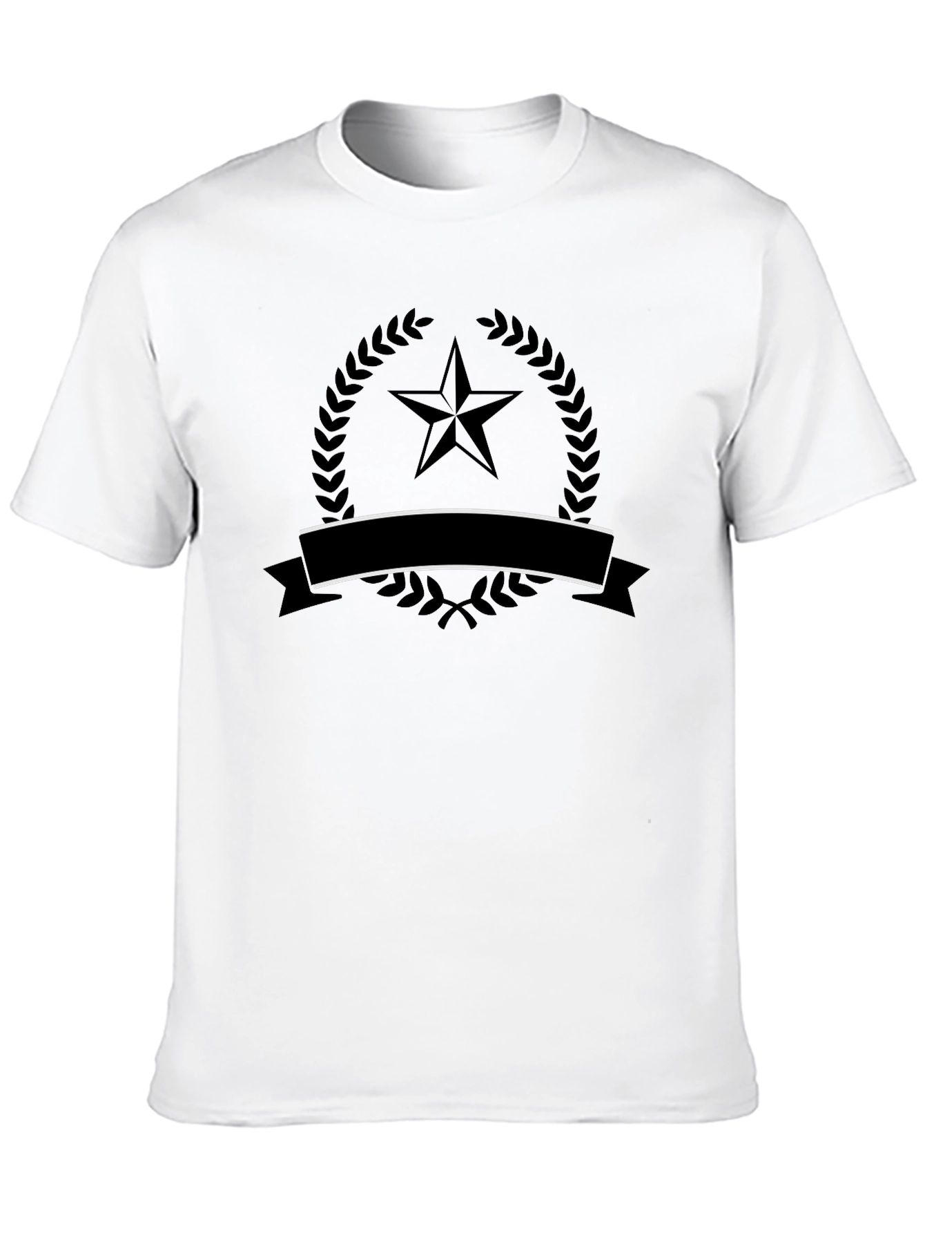 Mens Black T-Shirt with Star Laurel Emblem