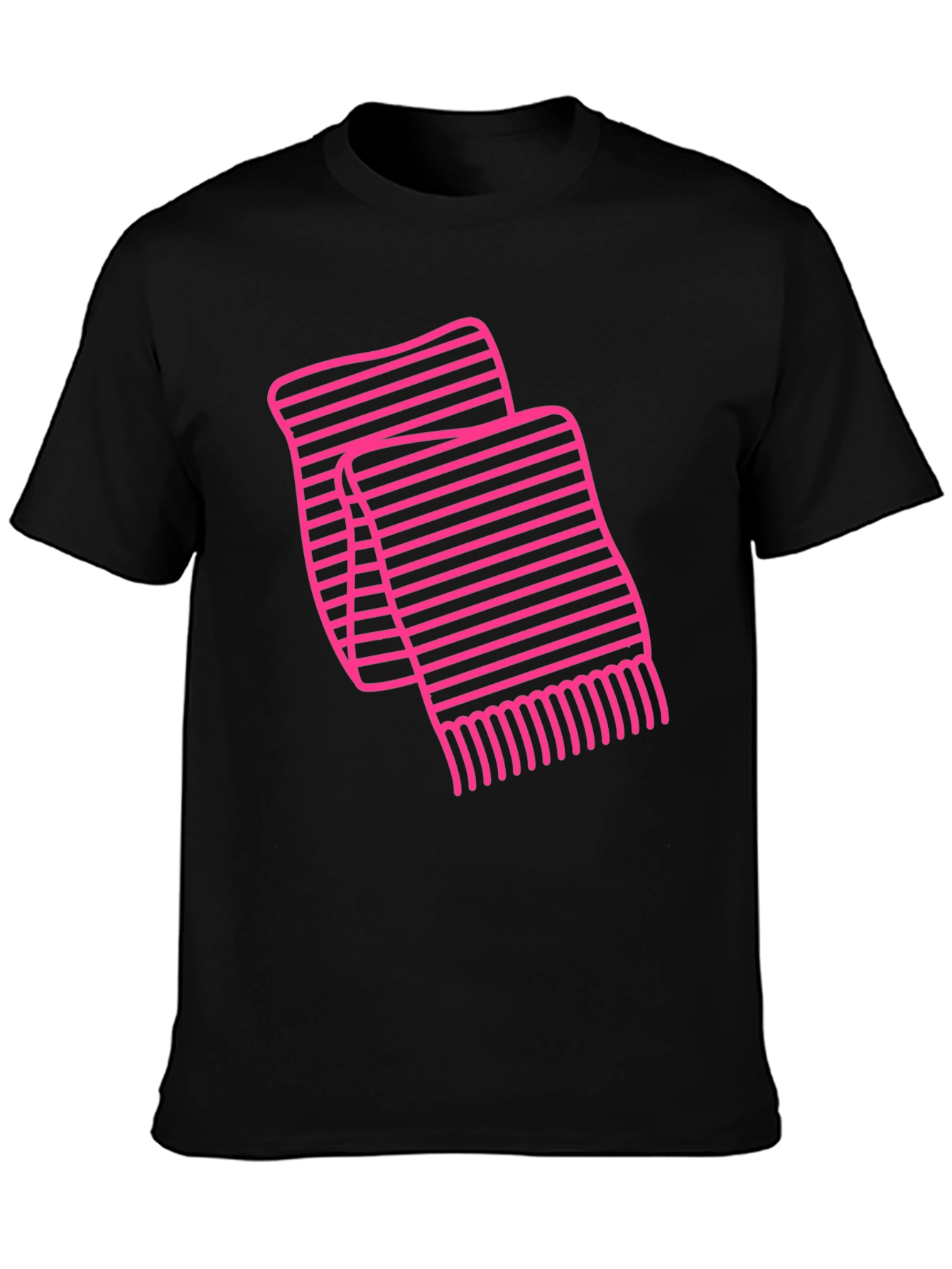 Striped Scarf Graphic Tee - Black