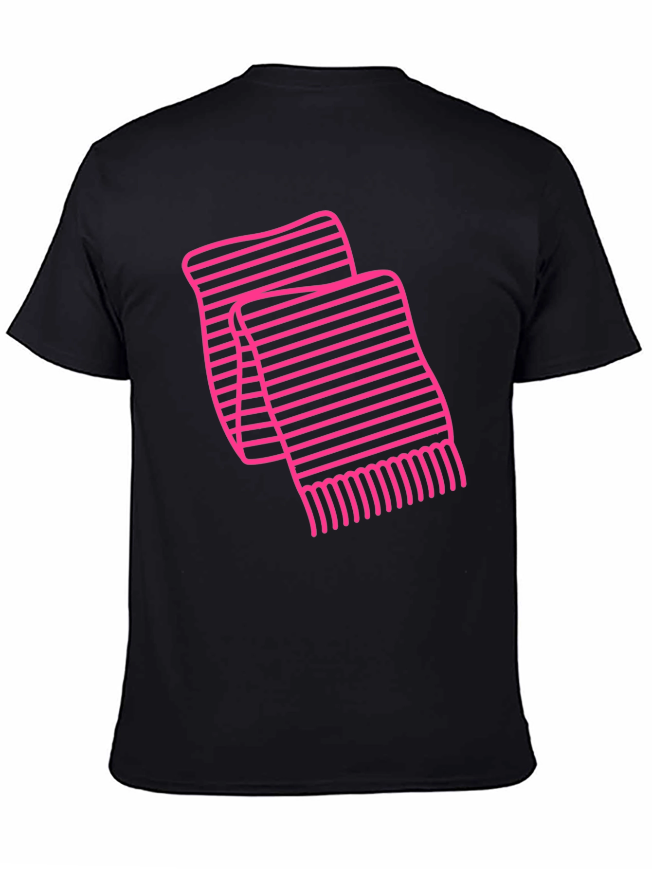 Striped Scarf Graphic Tee - Black