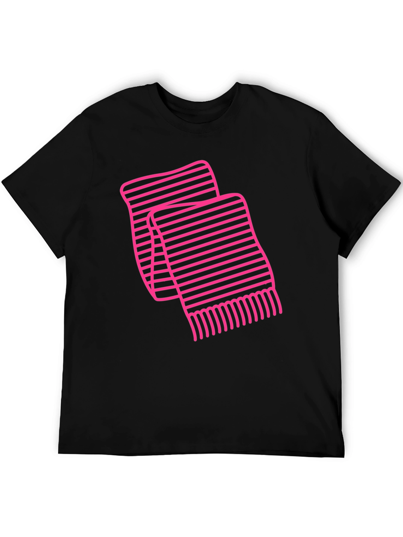 Striped Scarf Graphic Tee - Black