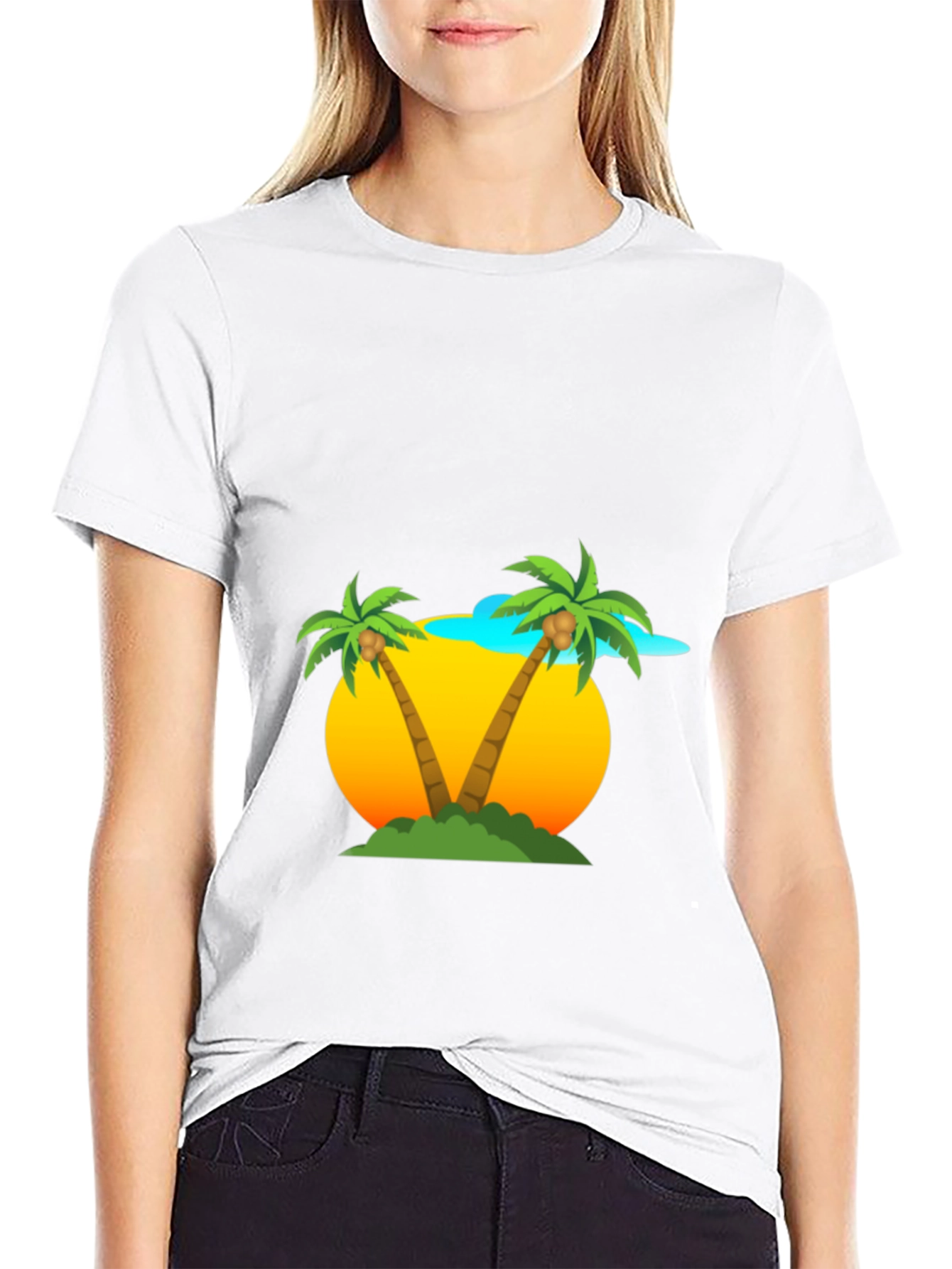 Tropical Palm Tree Graphic Tee - Black