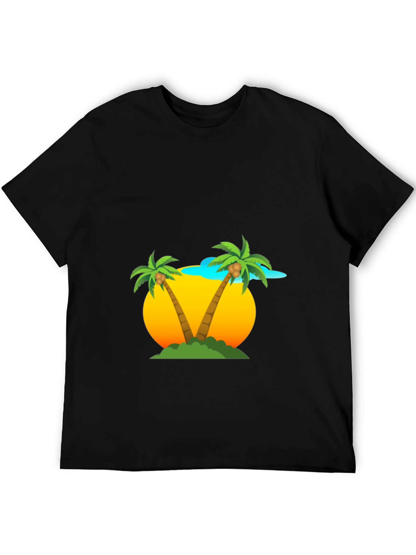 Tropical Palm Tree Graphic Tee - Black