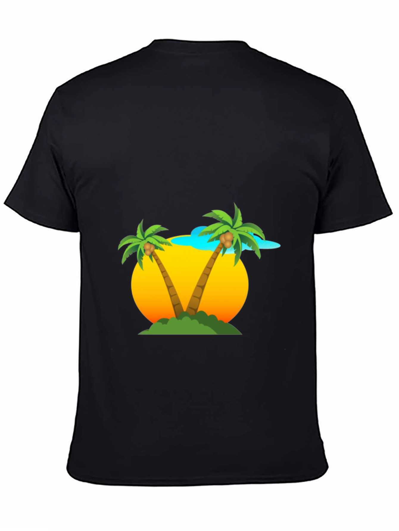 Tropical Palm Tree Graphic Tee - Black
