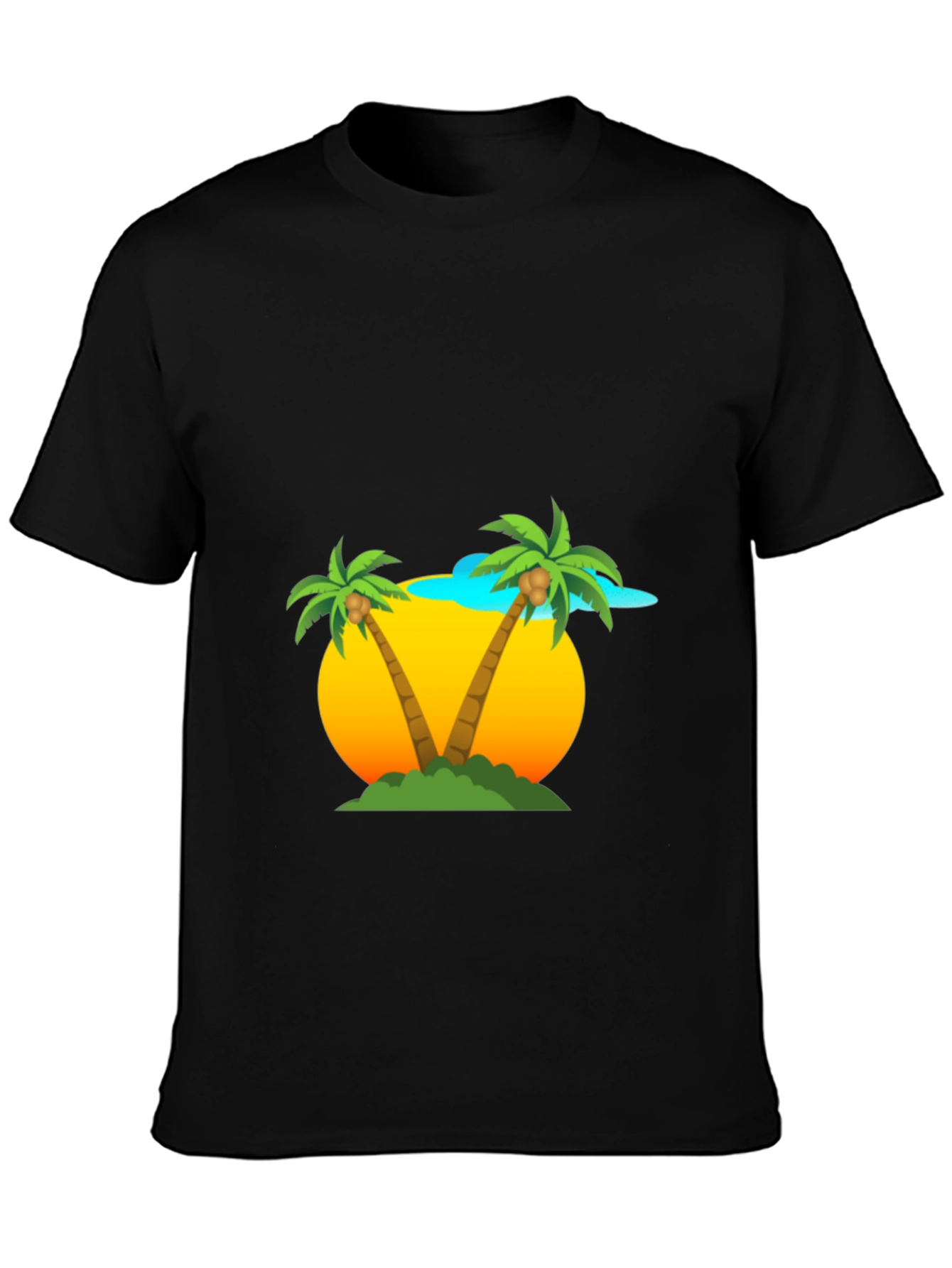 Tropical Palm Tree Graphic Tee - Black
