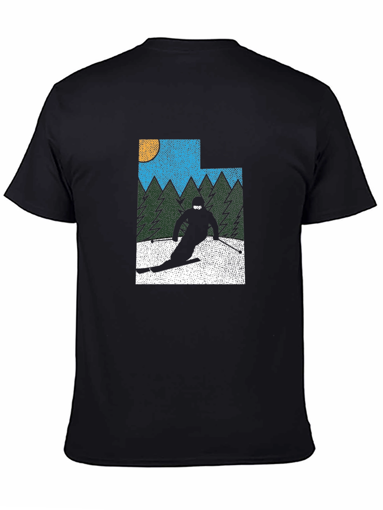 Retro Utah Skier Graphic Tee - Black