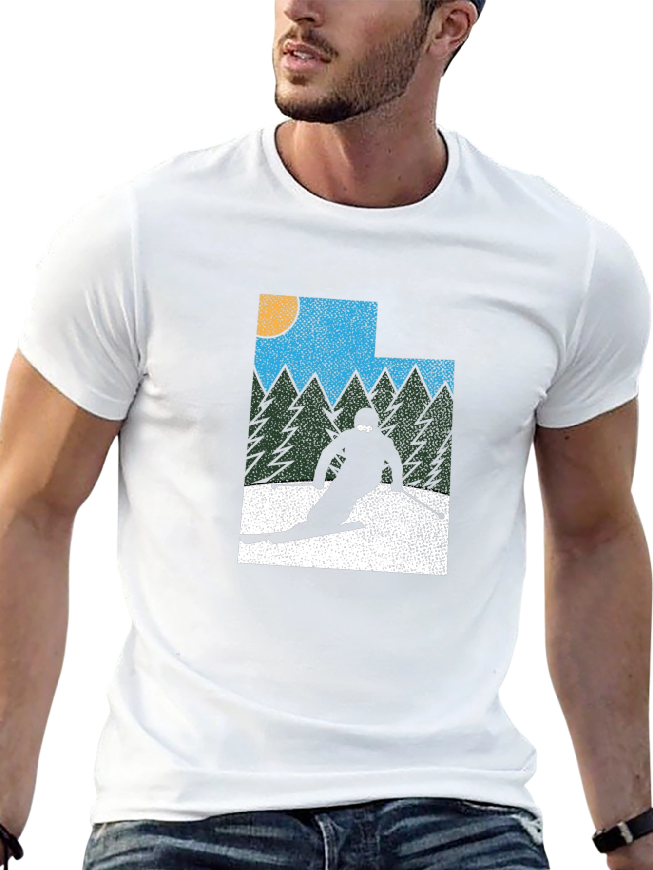 Retro Utah Skier Graphic Tee - Black