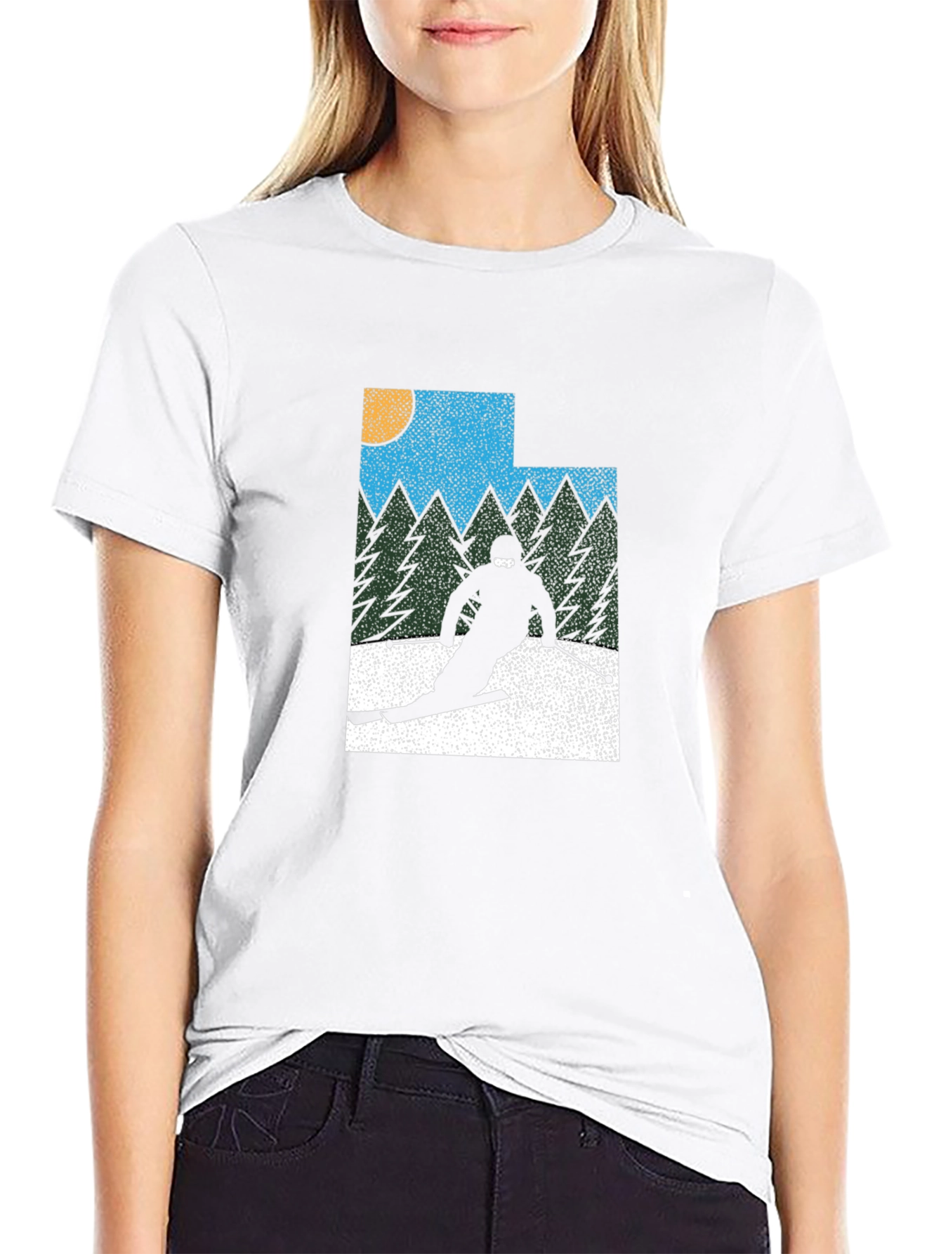 Retro Utah Skier Graphic Tee - Black