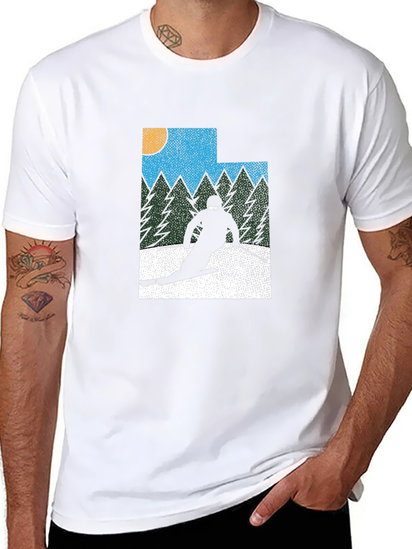 Retro Utah Skier Graphic Tee - Black