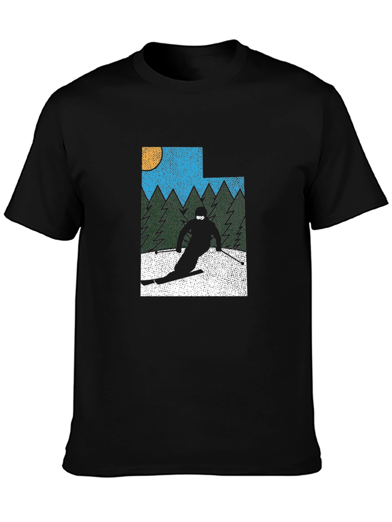 Retro Utah Skier Graphic Tee - Black