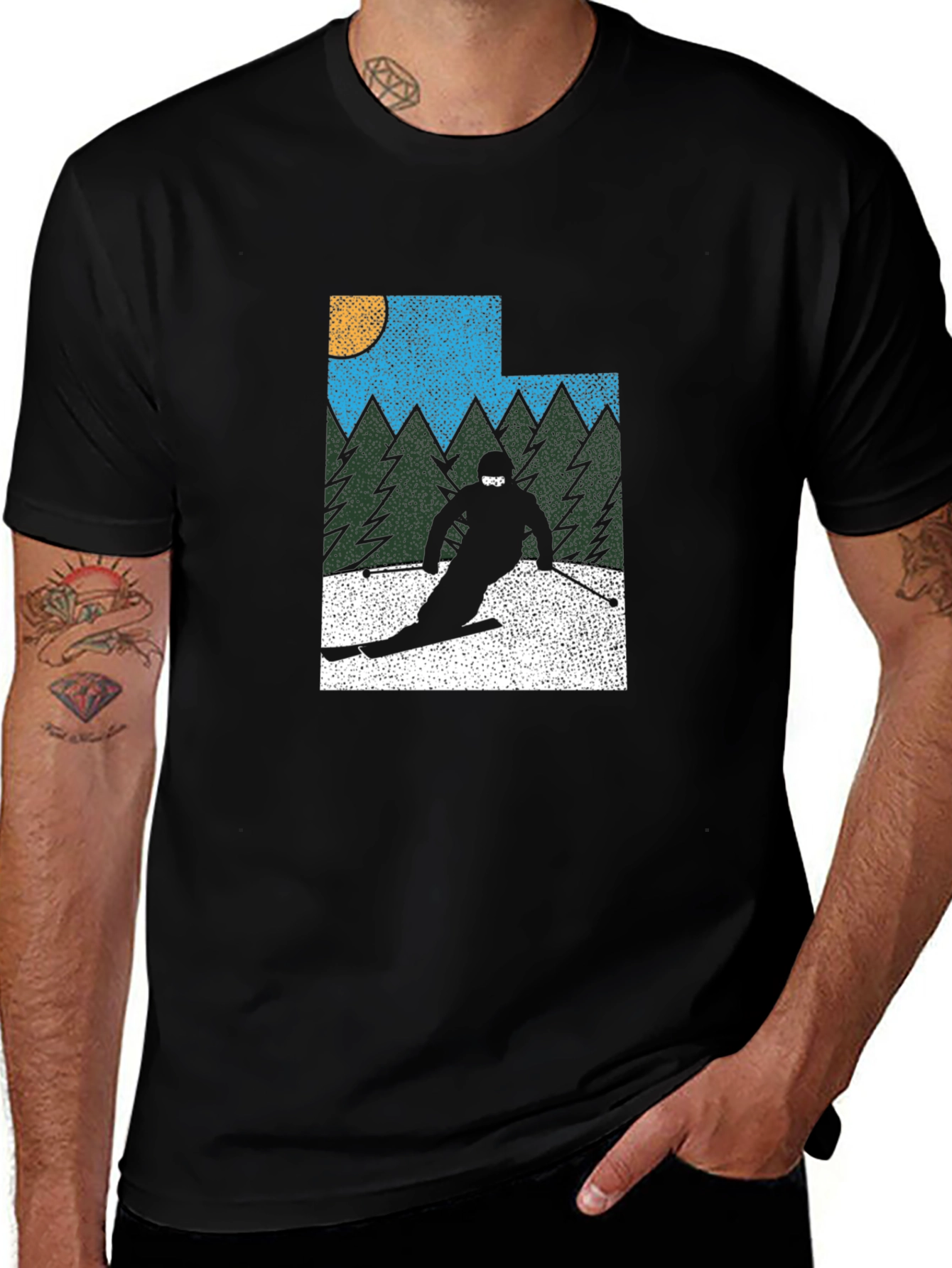 Retro Utah Skier Graphic Tee - Black