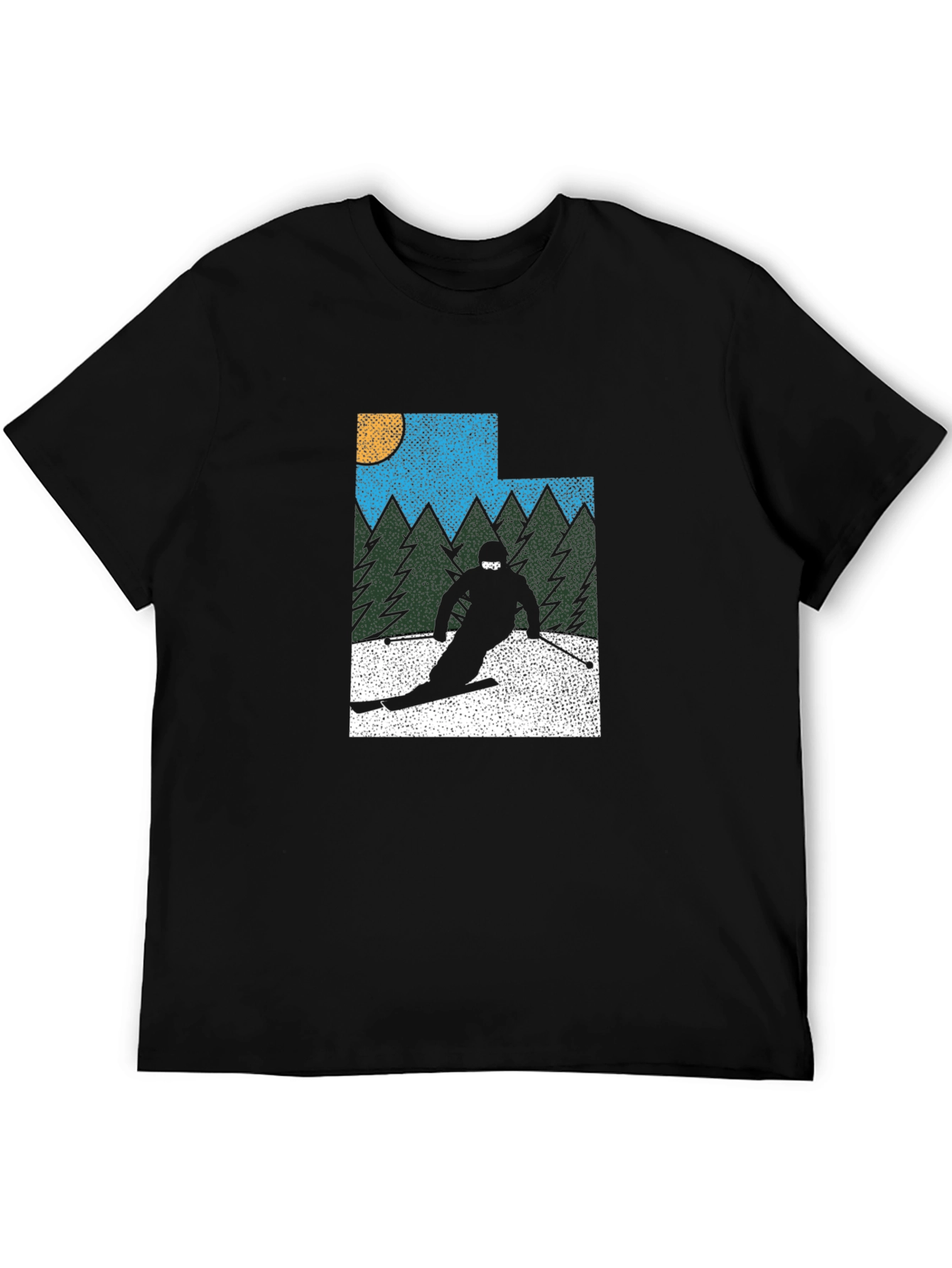 Retro Utah Skier Graphic Tee - Black