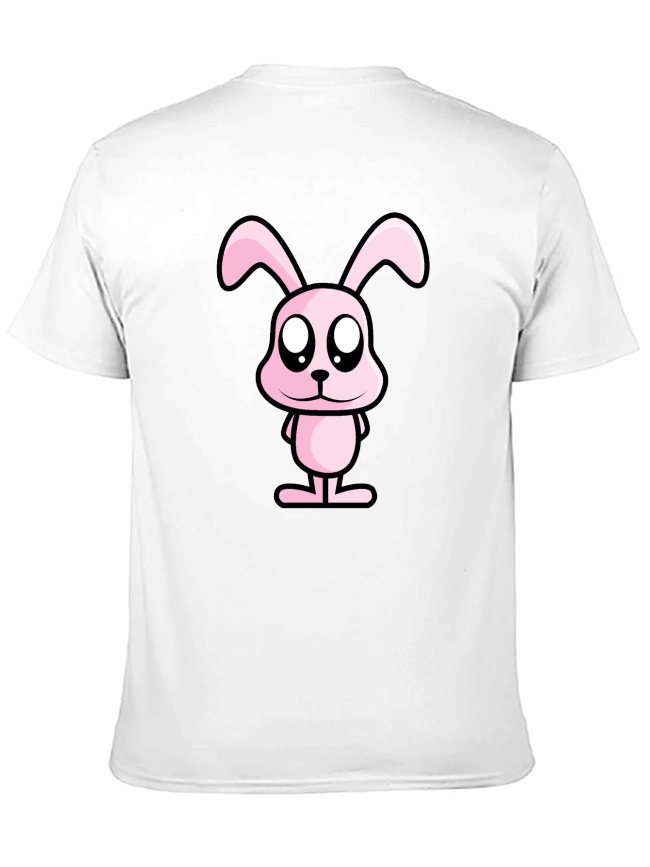 Pink Bunny Graphic Tee - Black Cotton Casual Shirt