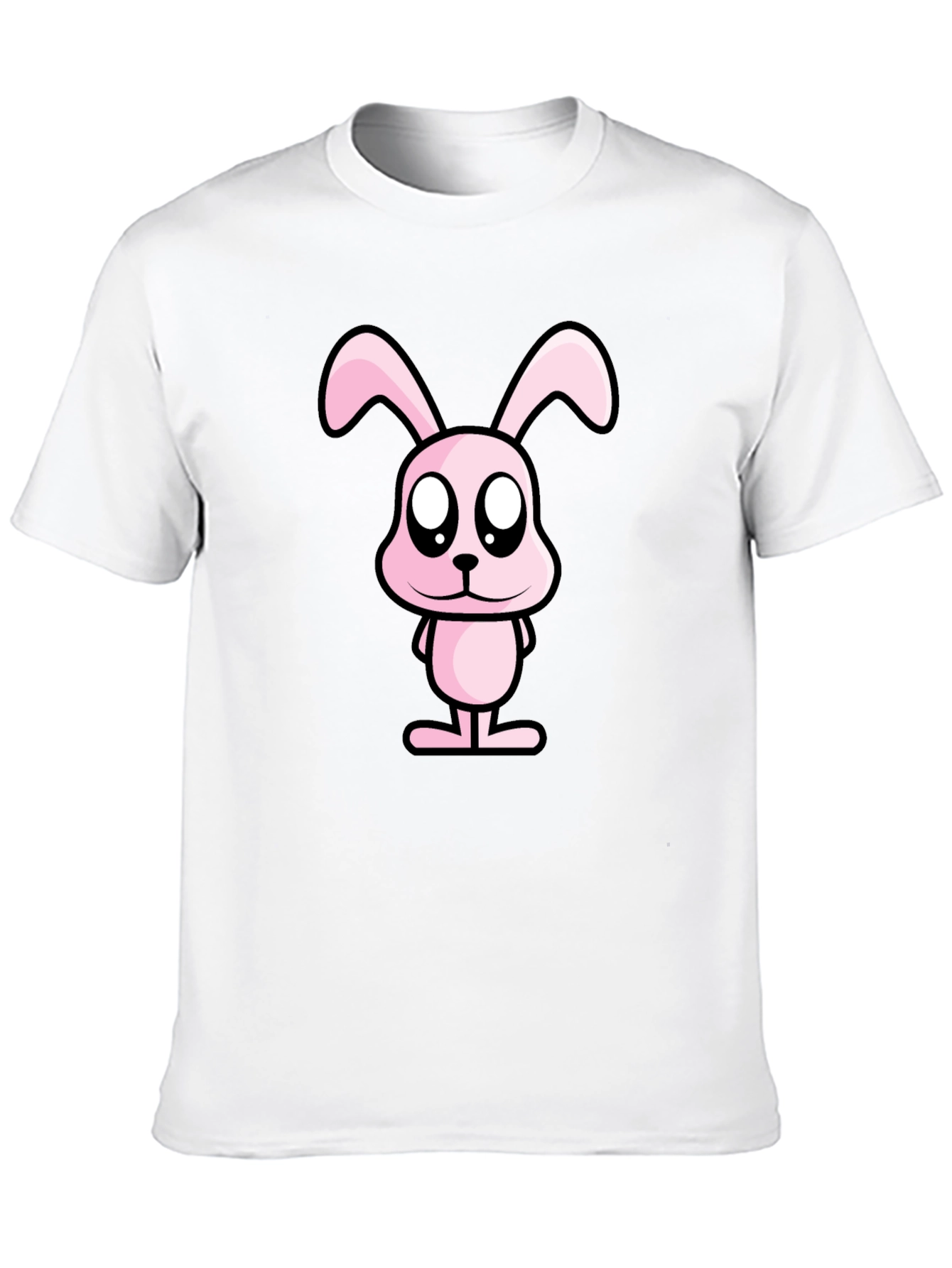 Pink Bunny Graphic Tee - Black Cotton Casual Shirt